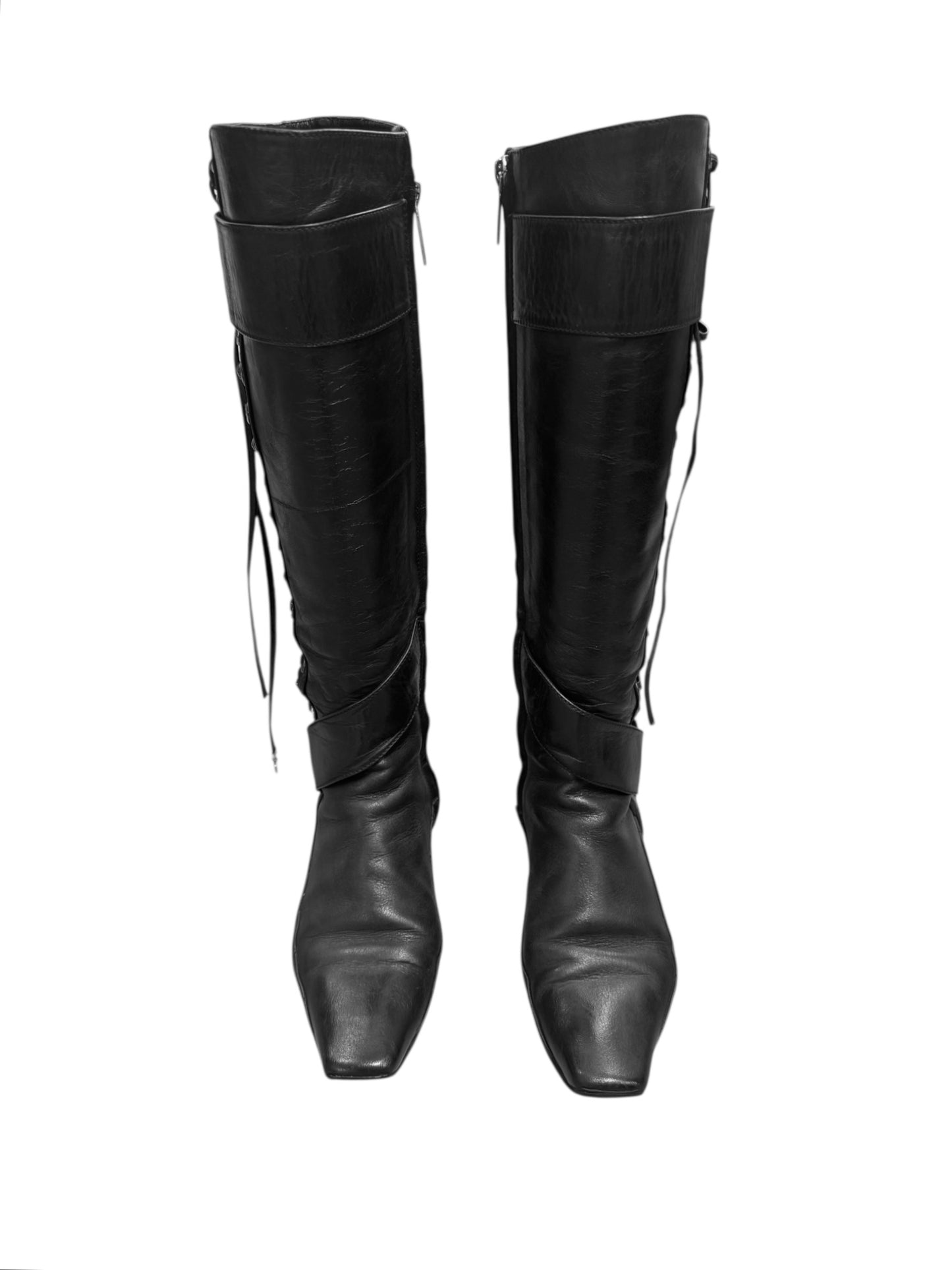 DIOR FW2005 BY JOHN GALLIANO BLACK LEATHER BOOTS