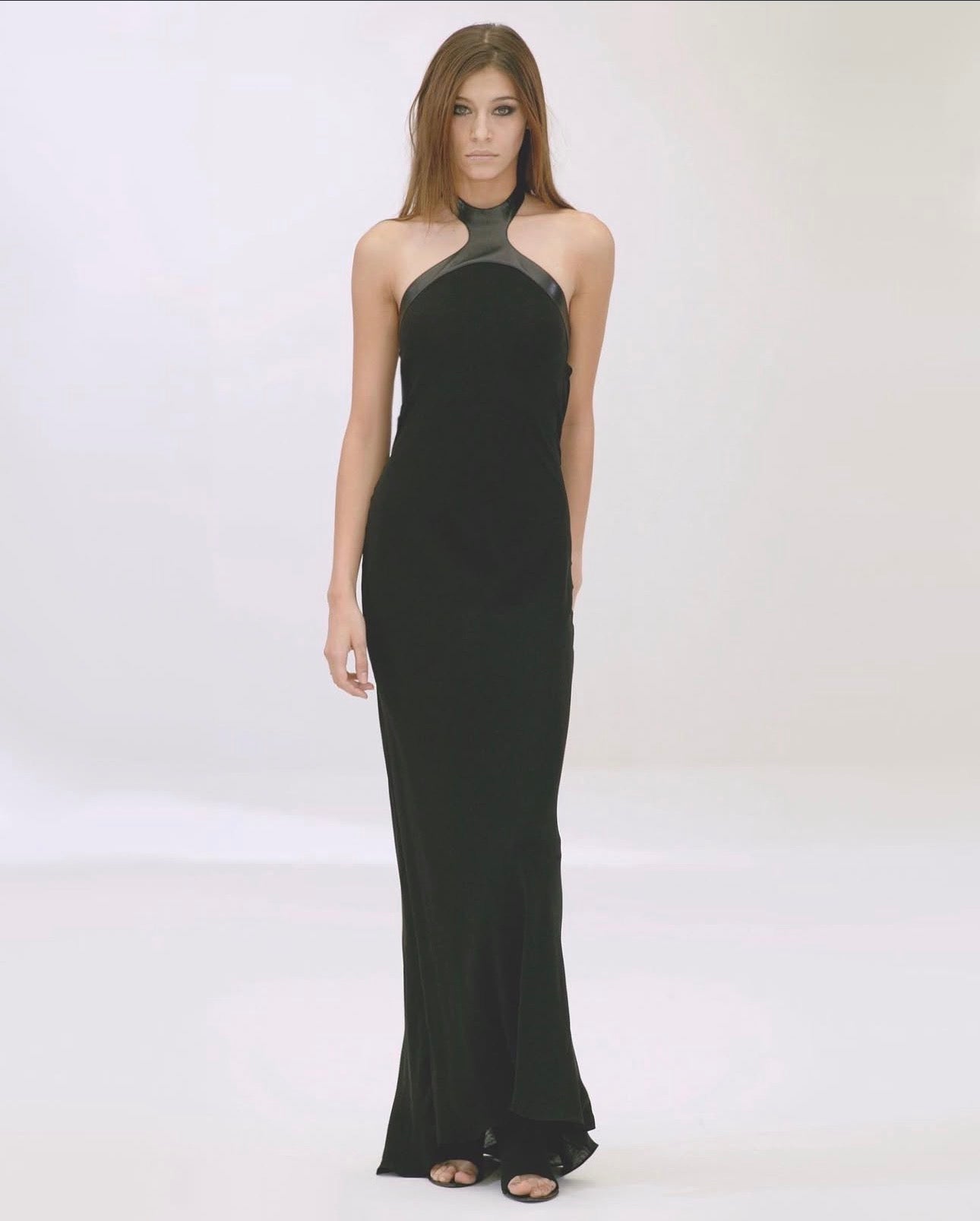 PLEIN SUD SS2004 BLACK HALTER-NECK MAXI DRESS