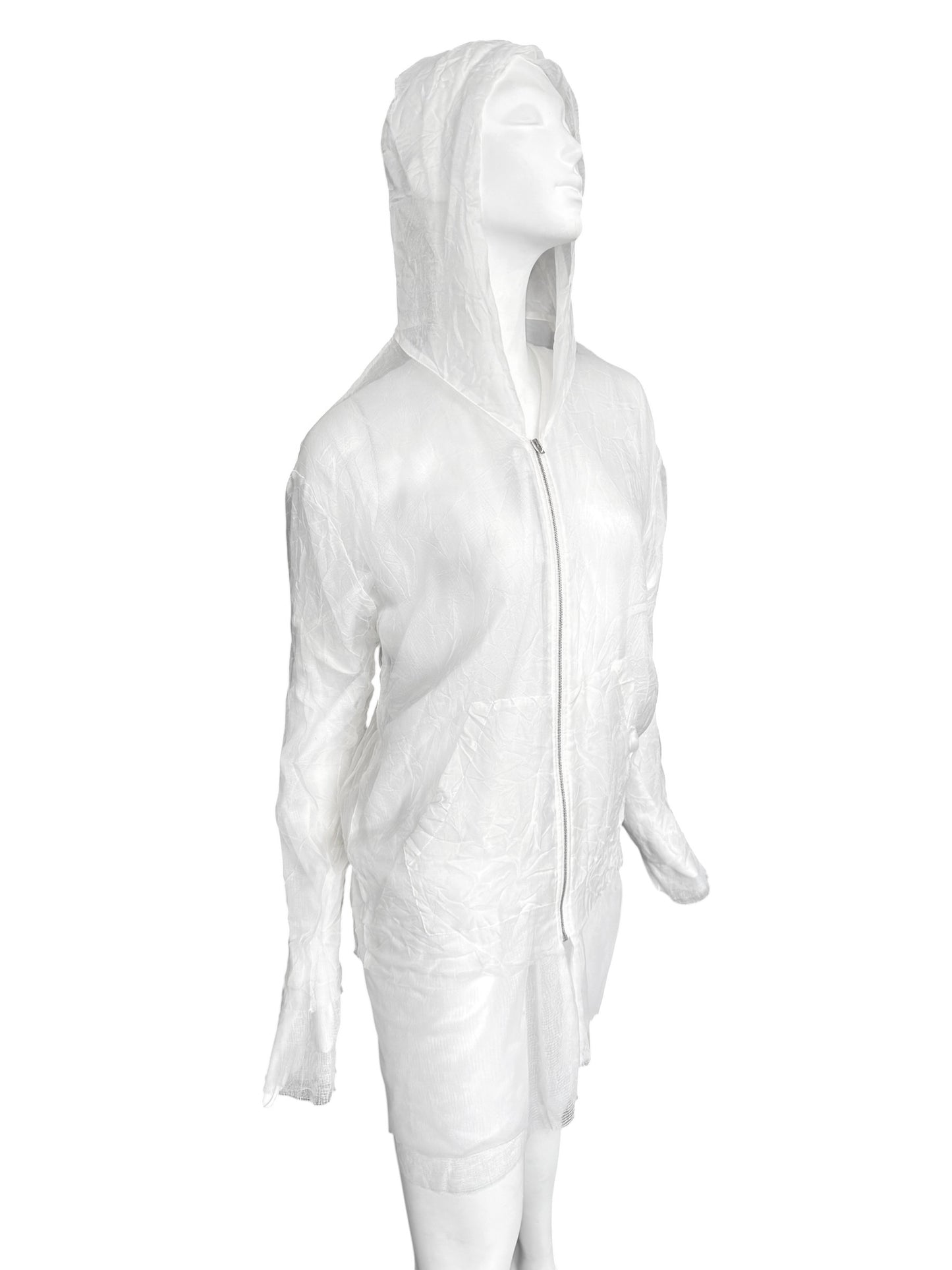 MAISON MARGIELA SS2021 BY JOHN GALLIANO WHITE CREASED LAYERED ZIP TOP