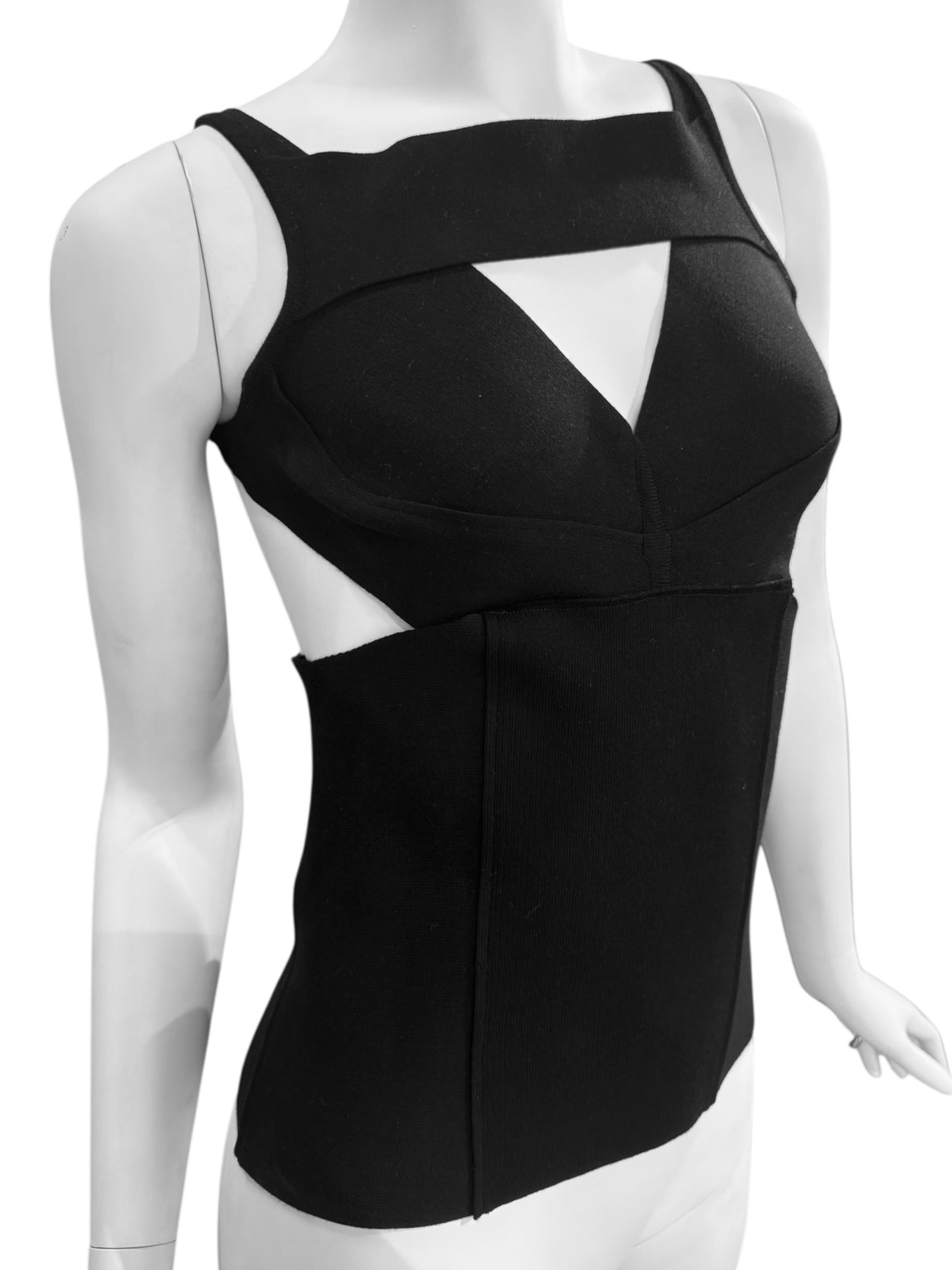 RICK OWENS SS2020 BLACK KNIT CUT OUT TANK TOP