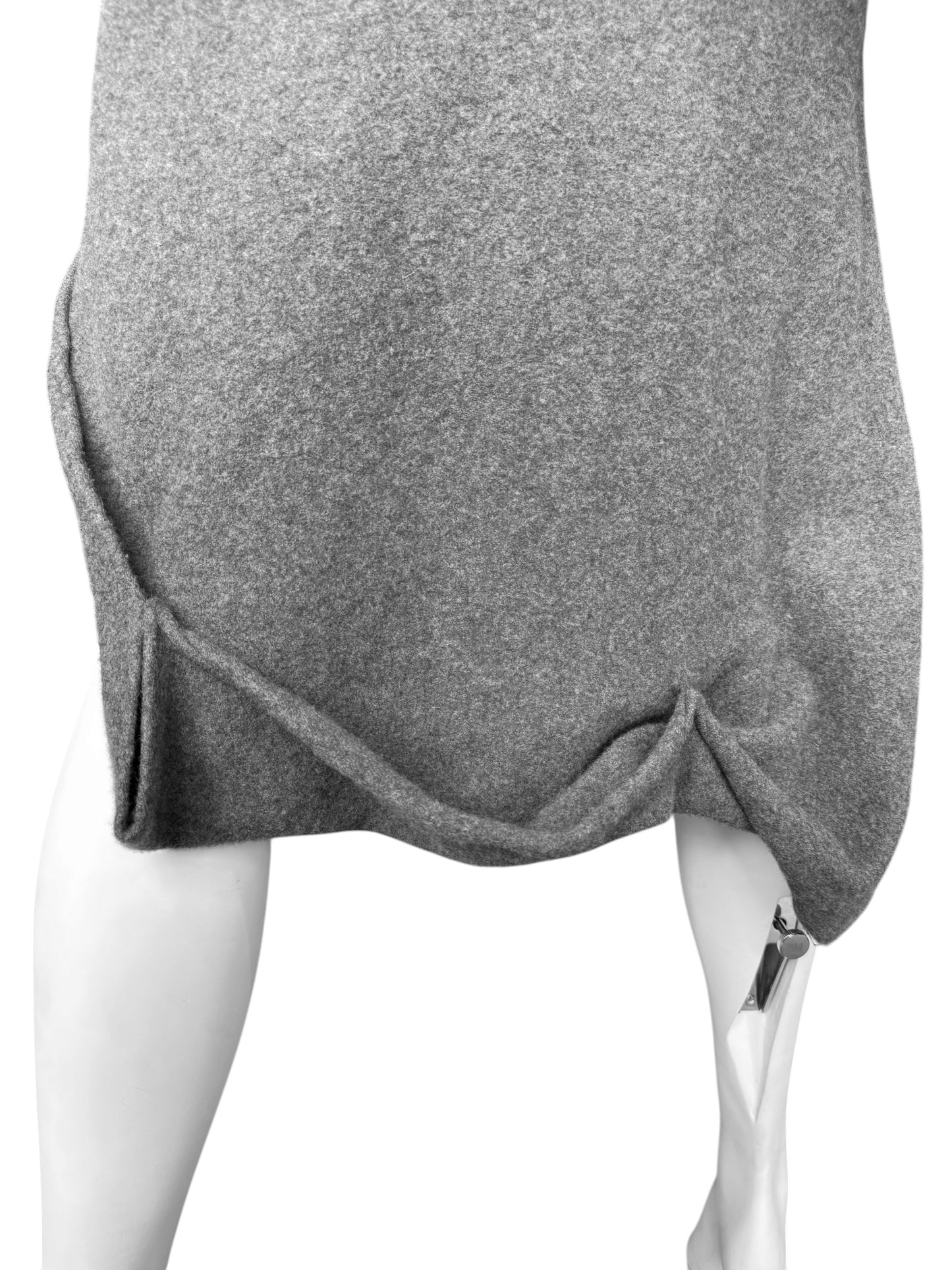 SHIRIN GUILD 1990s GREY WOOL ASYMMETRICAL MIDI SKIRT