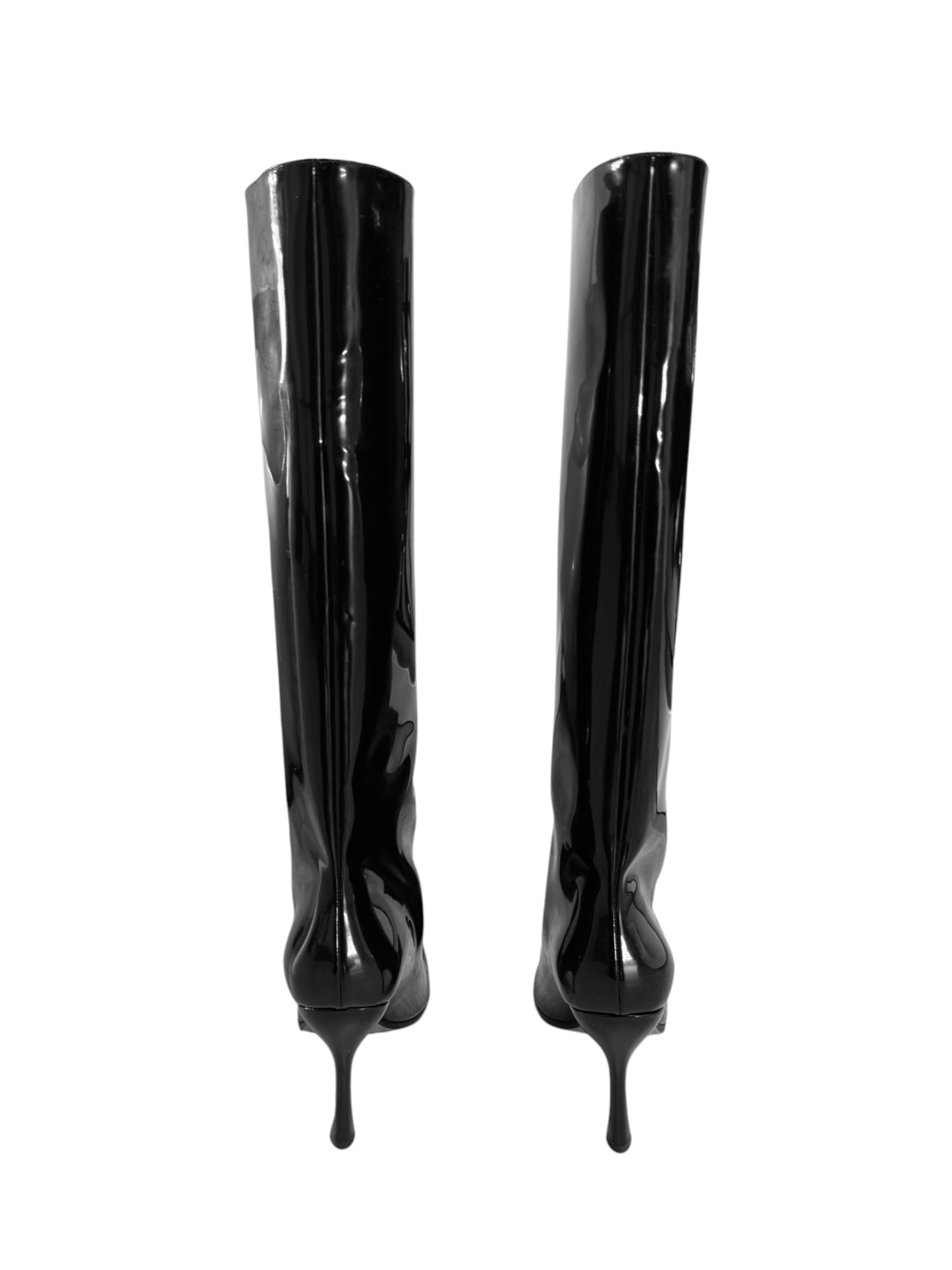 SPORTMAX 2020s BLACK LEATHER KNEE-HIGH BOOTS