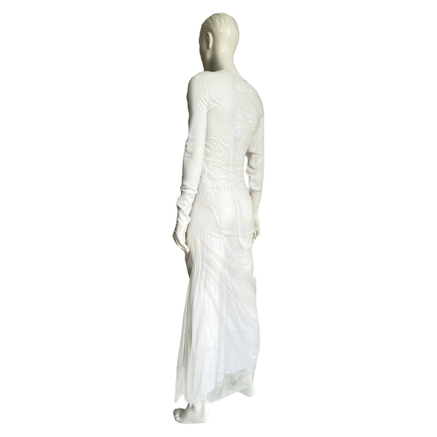 MAISON MARGIELA SS2021 BY GALLIANO WHITE 2 IN 1 TULLE SILK WET MAXI DRESS