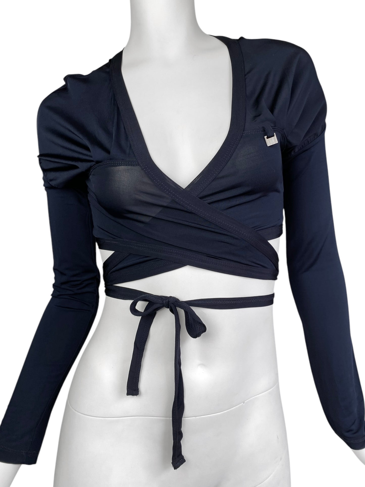 MOTIVI 2000s NAVY BLUE WRAP TOP