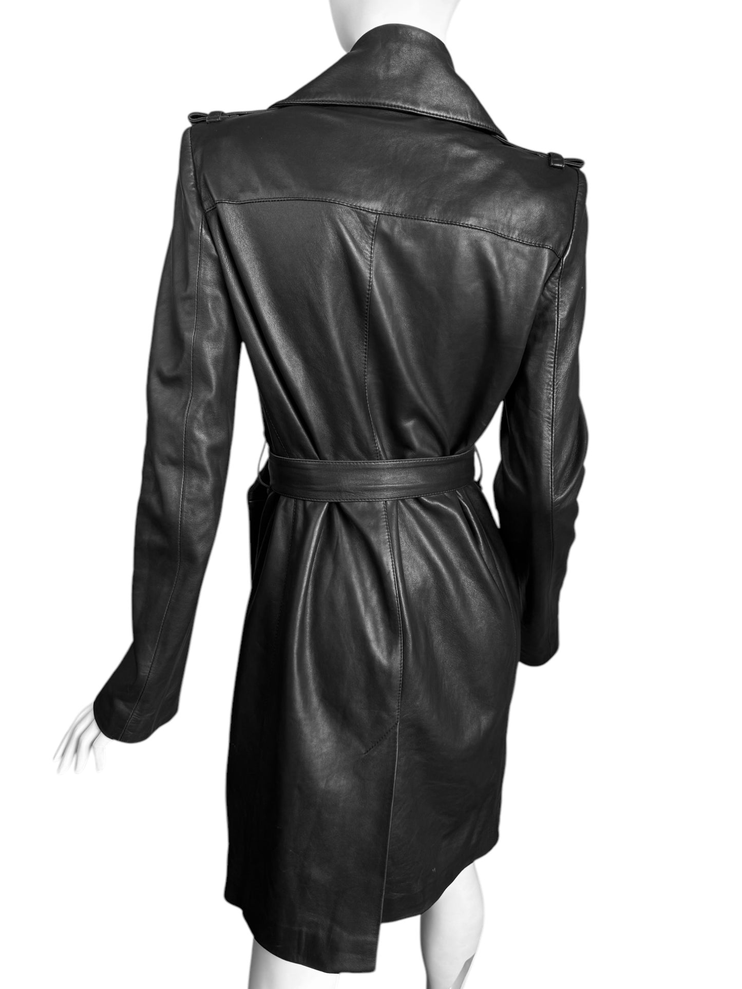 PLEIN SUD JEANS 2000s BLACK LEATHER ZIP SLEEVES COAT