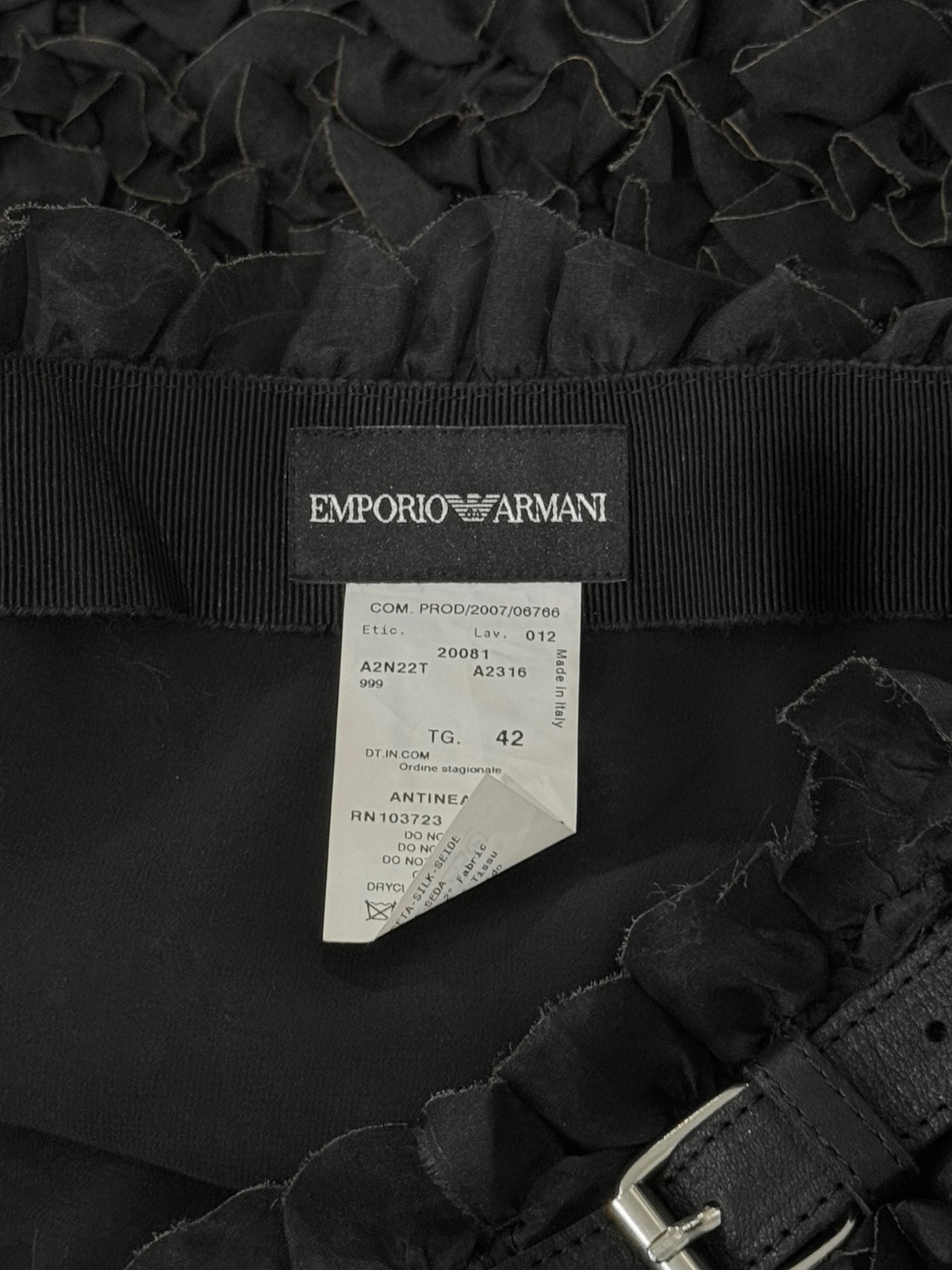 EMPORIO ARMANI SS2008 BLACK SILK RUFFLES MINI SKIRT