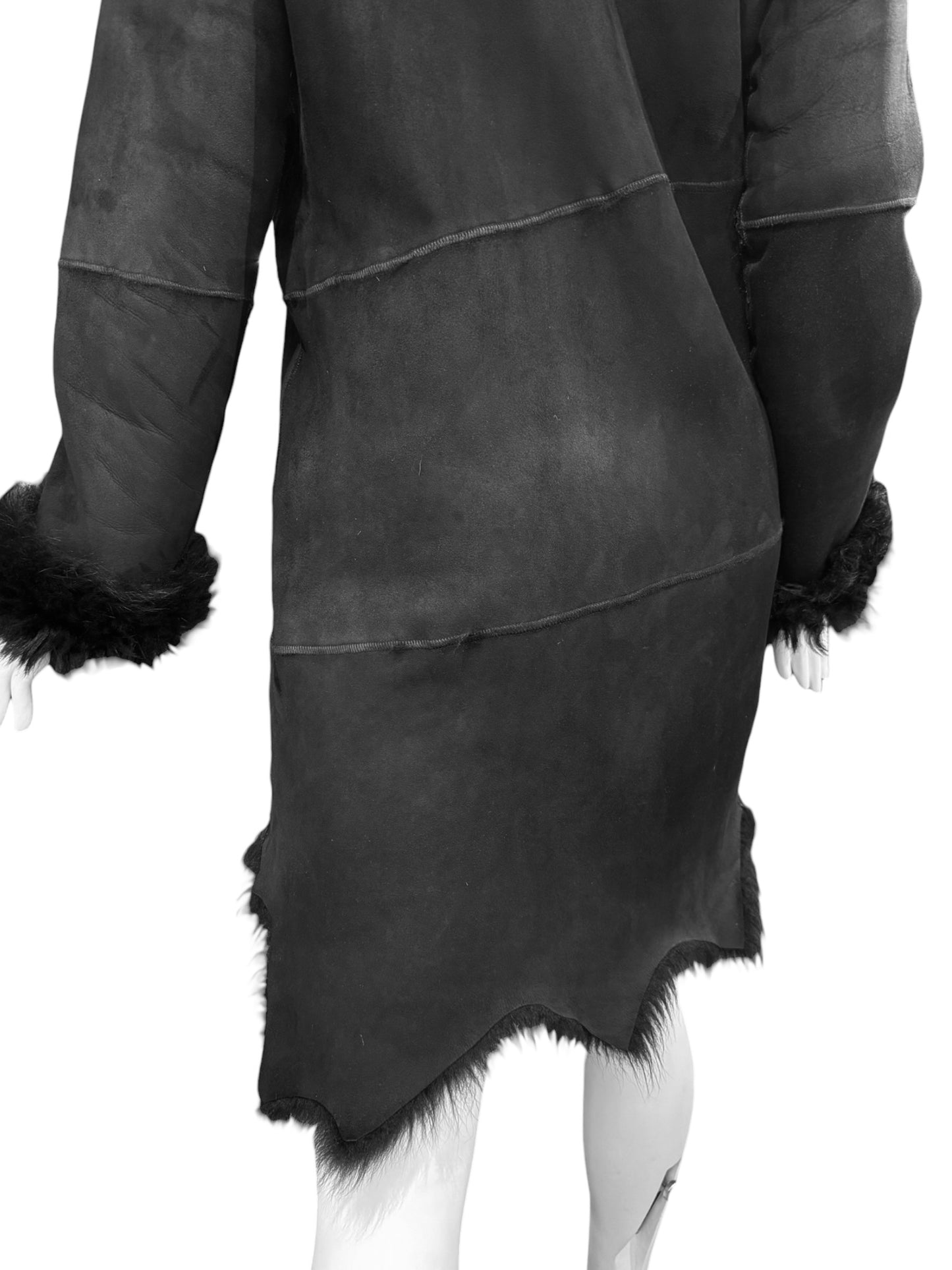 PLEIN SUD 2000s BLACK SHEEPSKIN COAT