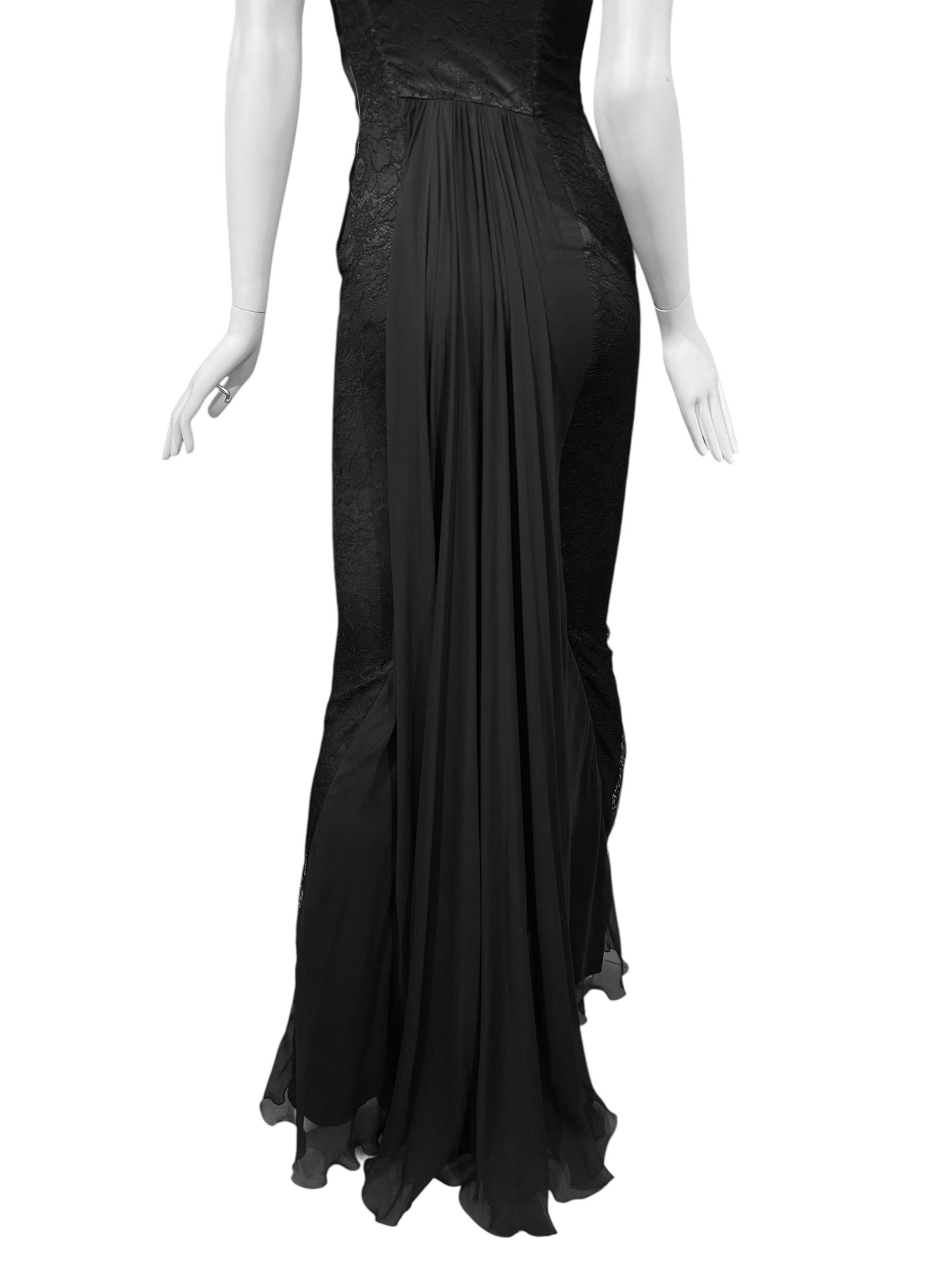 DOLCE & GABBANA FW2017 BLACK LACE & SILK DOUBLE STRAP MAXI DRESS