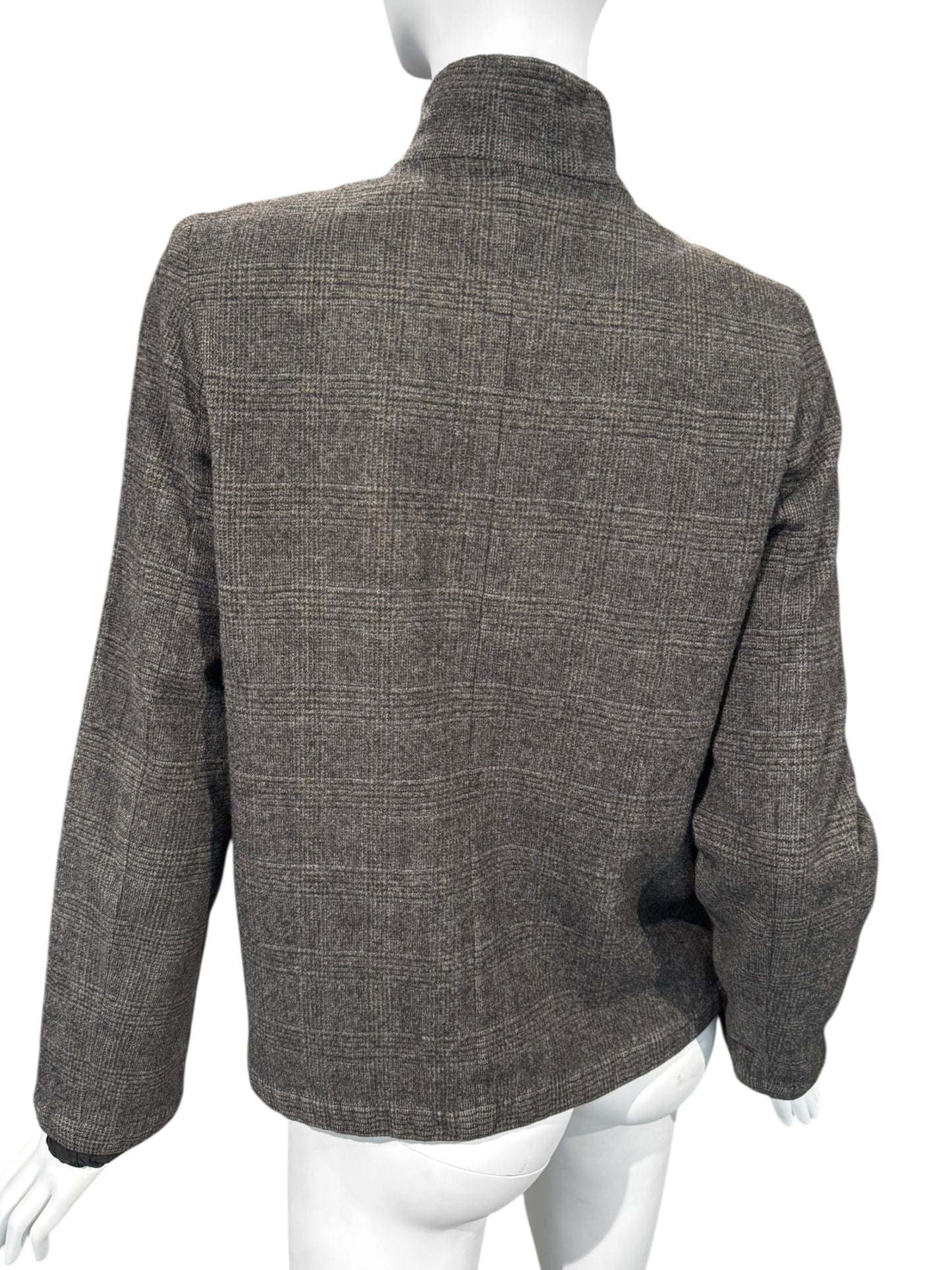 SHIRIN GUILD 1990s BROWN WOOL PRINCE OF WALES JACKET