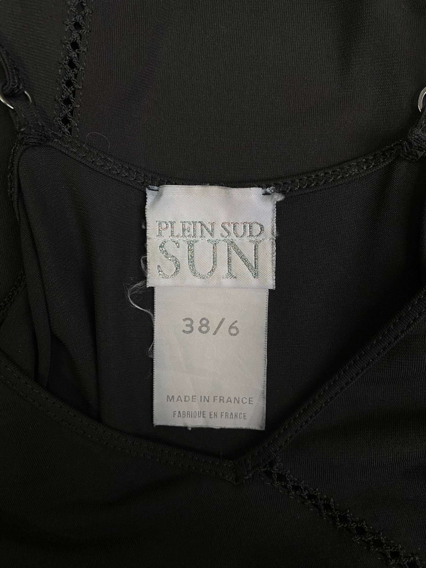 PLEIN SUD SUN 1990s BLACK PICOT SLIP DRESS