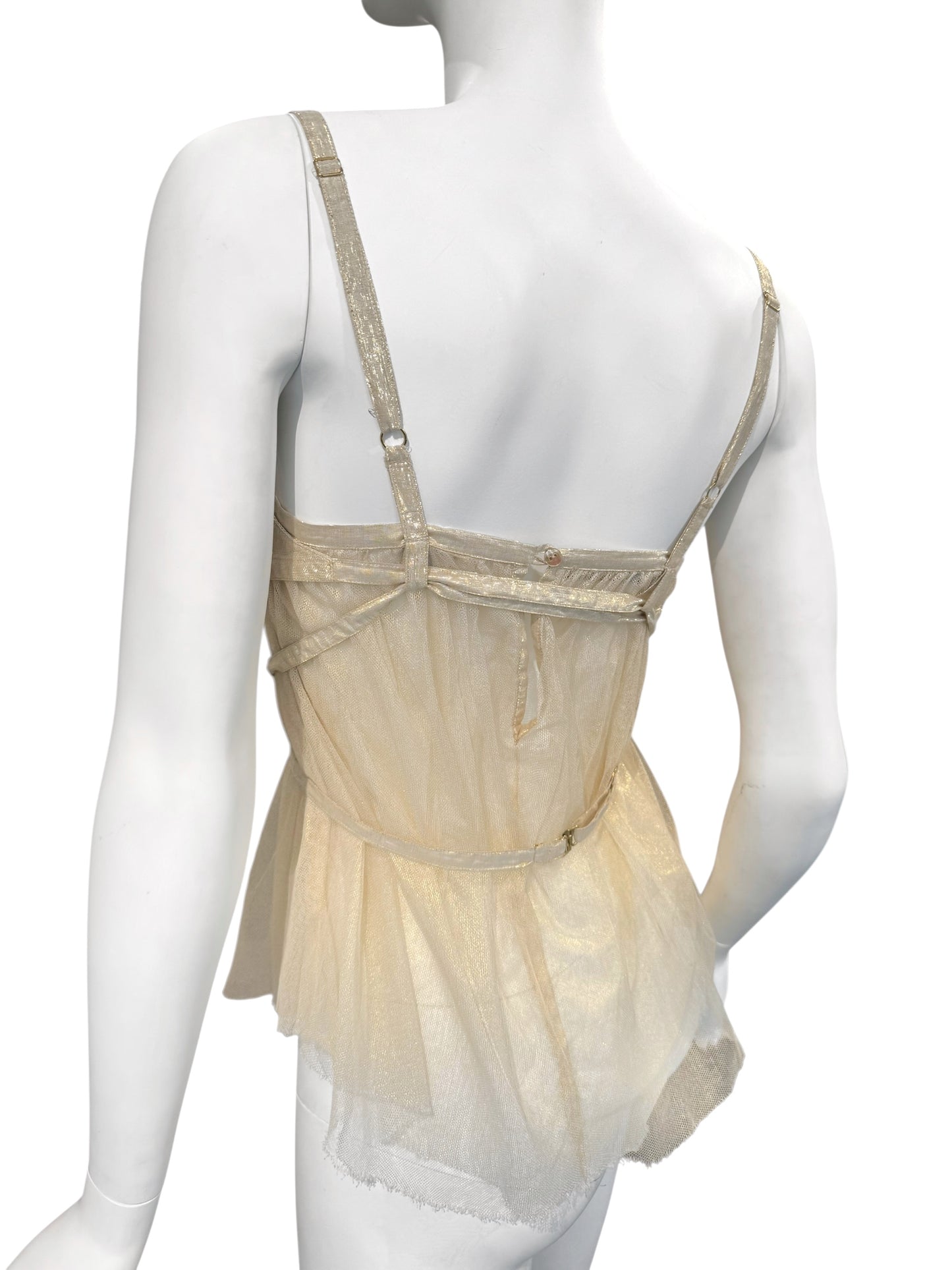 PLEIN SUD 2000s GOLDEN TULLE CAMI TOP