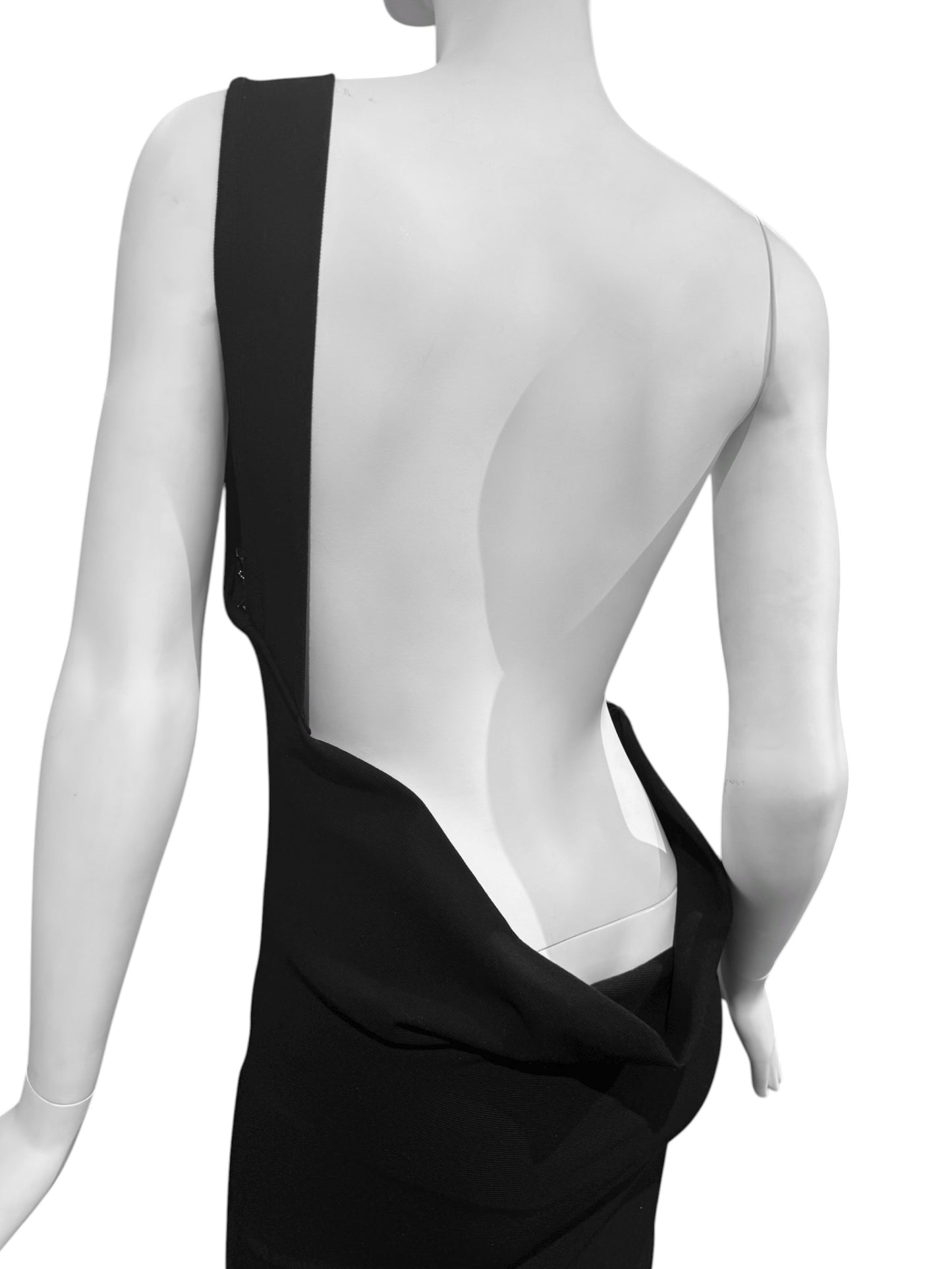 ANN DEMEULEMEESTER FW2020 BY SÉBASTIEN MEUNIER BLACK ASYMMETRICAL BACKLESS MAXI DRESS