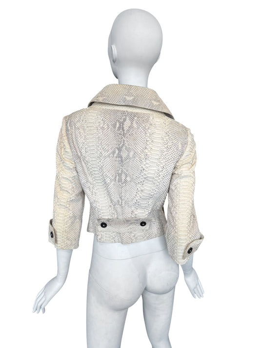 JITROIS 2000s CREAM PYTHON LEATHER JACKET