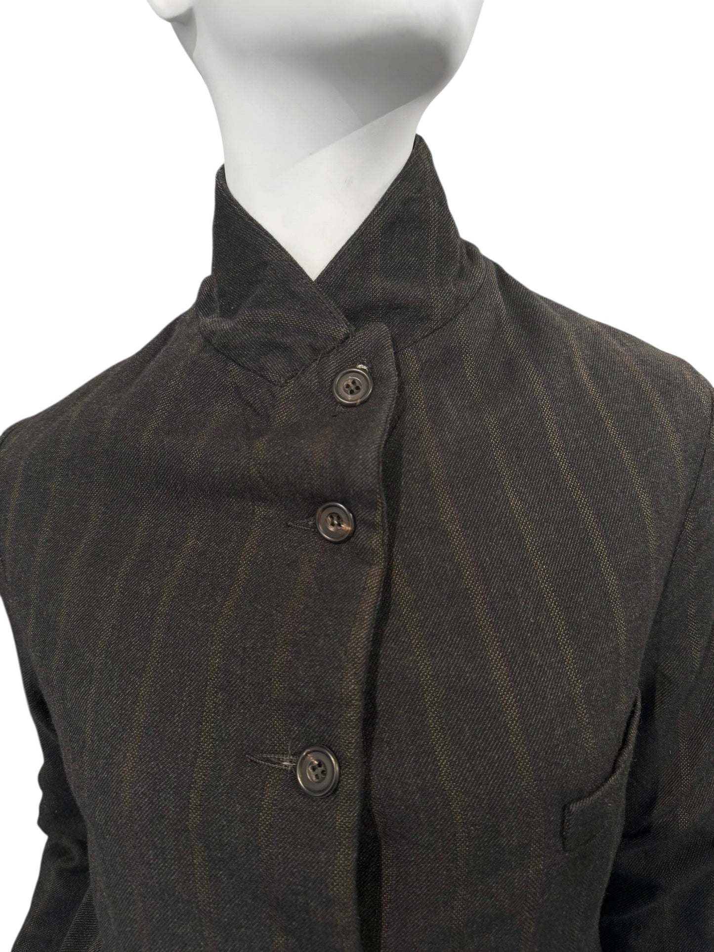 PAUL HARNDEN SHOEMAKERS 2010s DARK BROWN WOOL STRIPED JACKEY