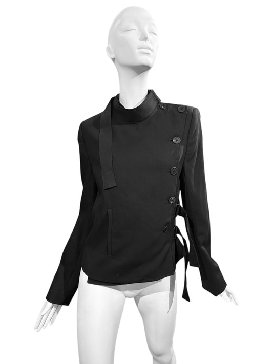 ANN DEMEULEMEESTER SS2017 BY SÉBASTIEN MEUNIER BLACK WOOL ASYMMETRICAL FENCING JACKET