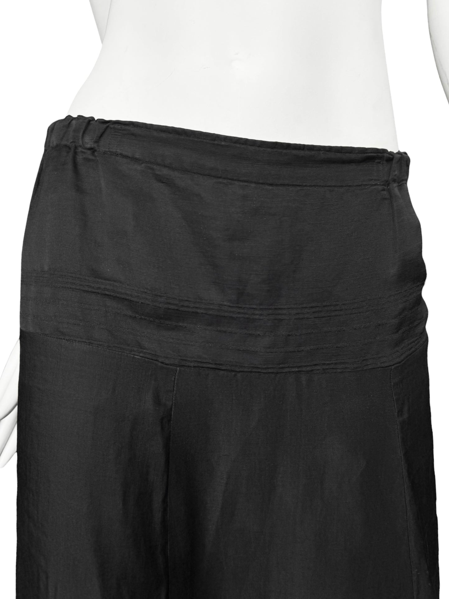 SHIRIN GUILD 1990s BLACK LINEN & SILK HAREM PANTS