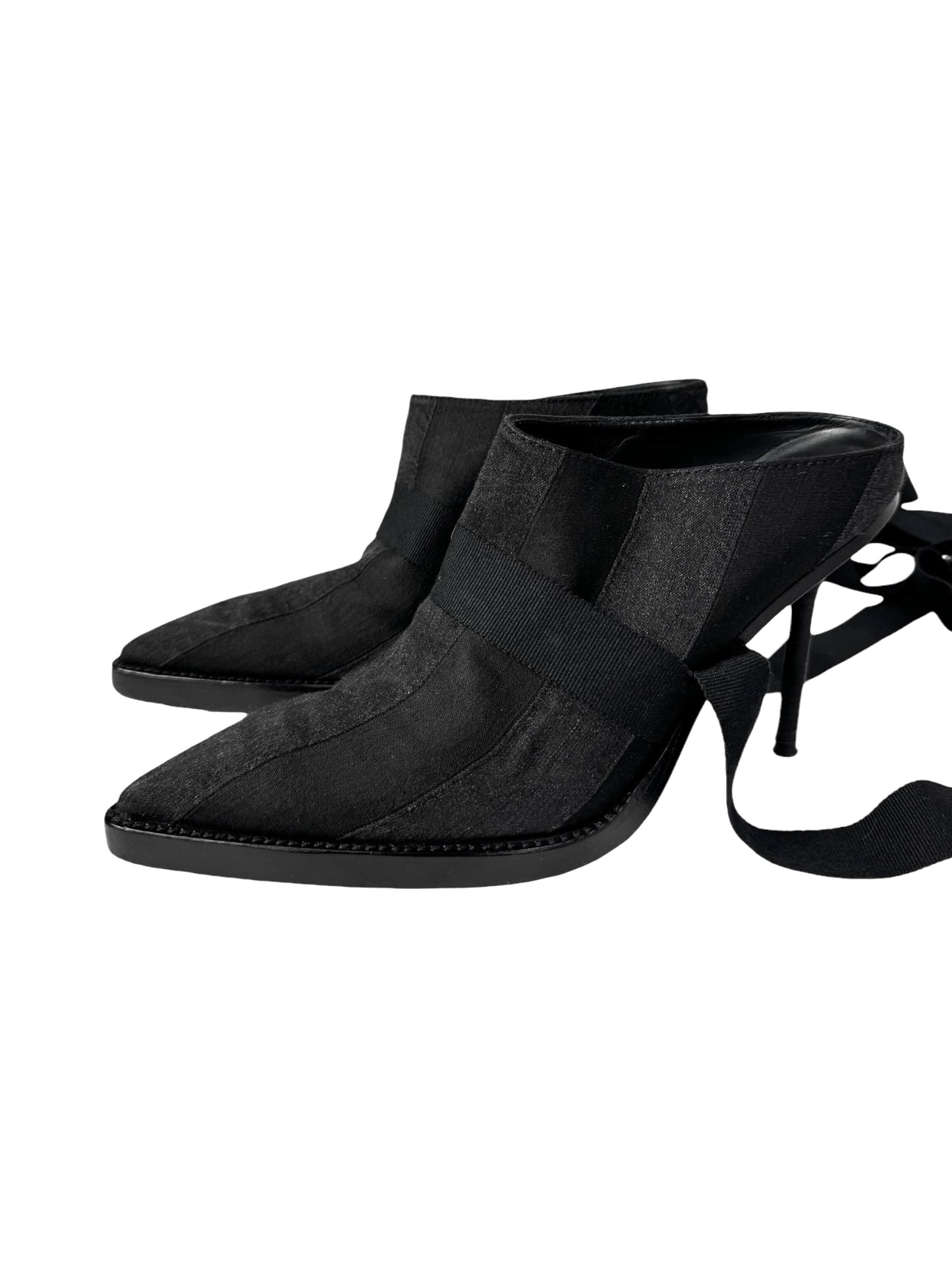 ANN DEMEULEMEESTER SS2019 BY SÉBASTIEN MEUNIER BLACK BONDAGE MULES