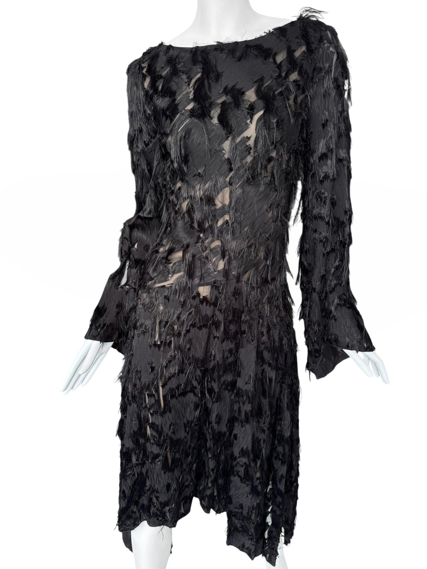 PLEIN SUD 2010s BLACK DISTRESS MIDI DRESS