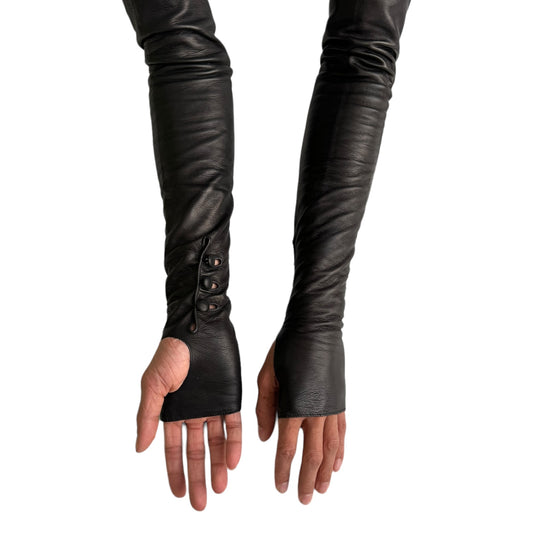 MAISON MARGIELA FW2009 BLACK LEATHER FINGERLESS GLOVES