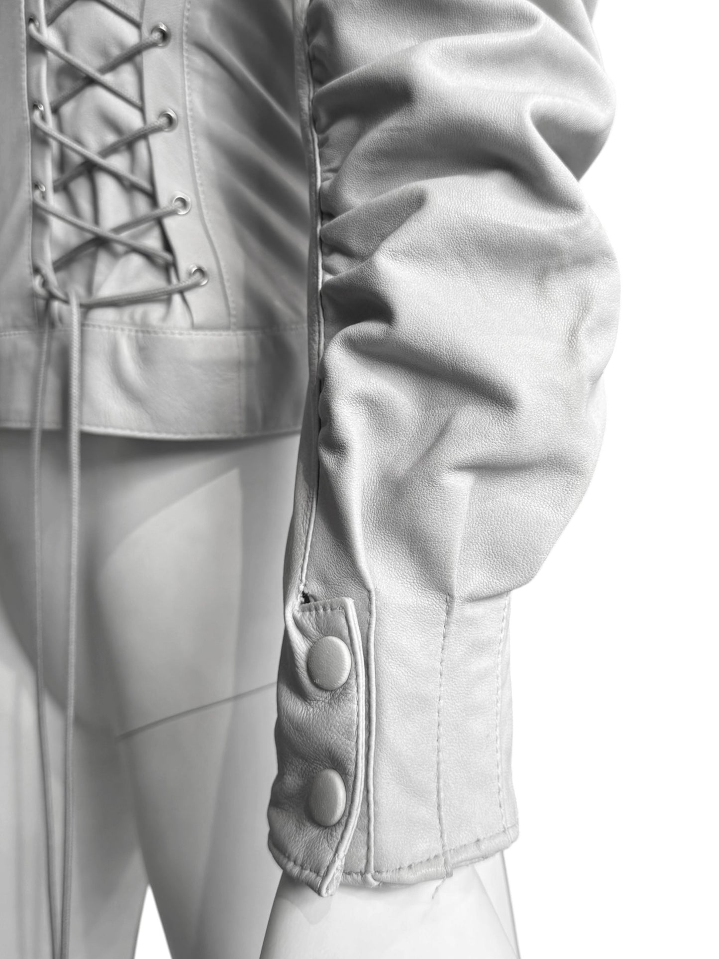 JITROIS 2000s GREY LEATHER LACE-UP JACKET