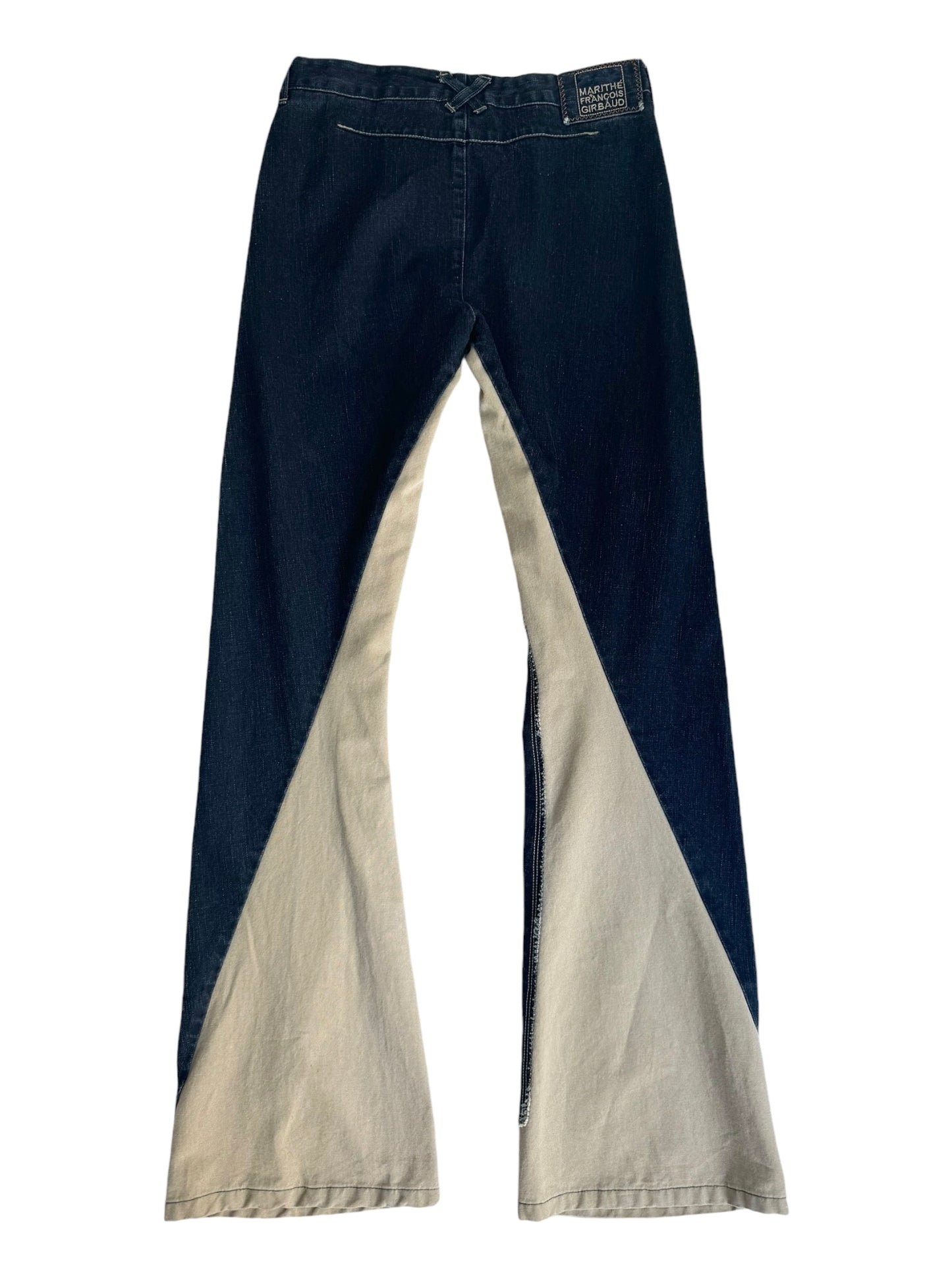 MARITHÉ FRANÇOIS GIRBAUD 2000s NAVY & CREAM BOOTCUT JEANS