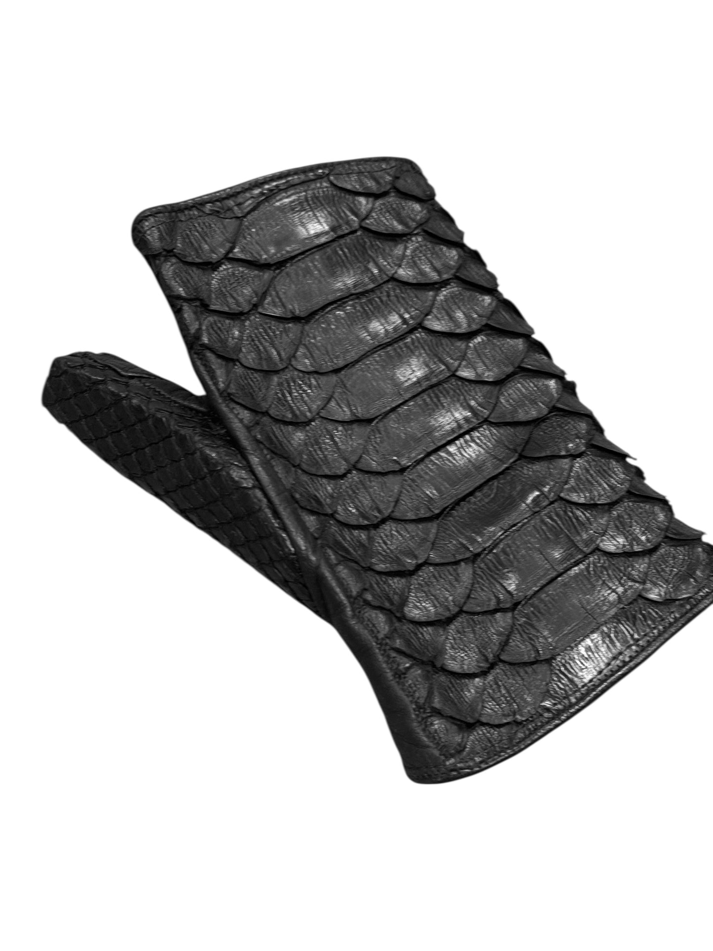 PLEIN SUD FW2012 BLACK PYTHON LEATHER SNGLE MITTEN
