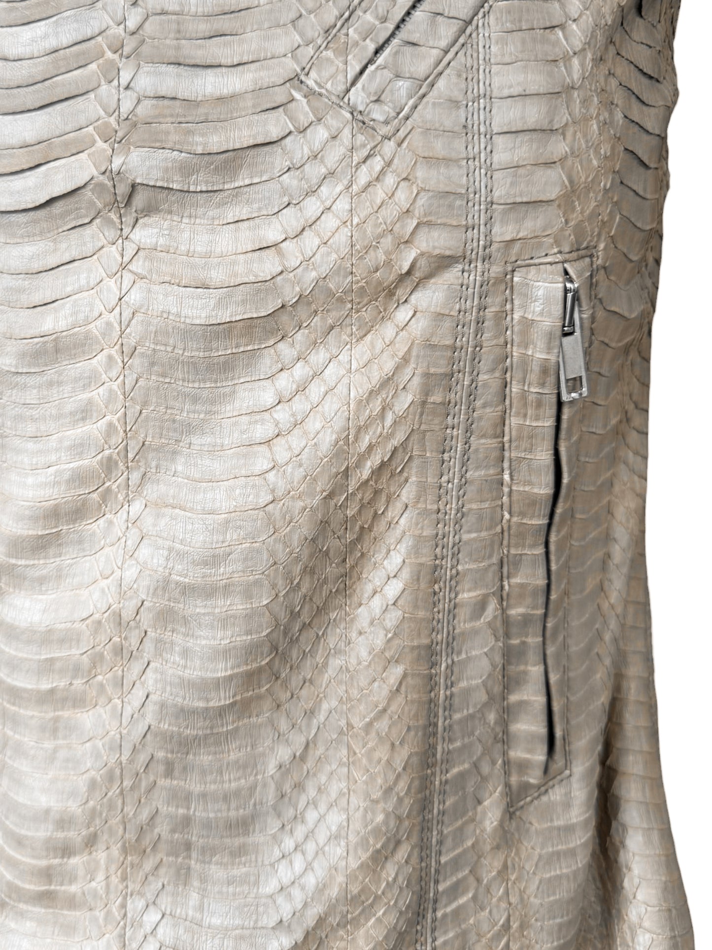 RICK OWENS SS2012 «NASKA» BROWN PYTHON LEATHER ASYMMETRICAL ZIP JACKET