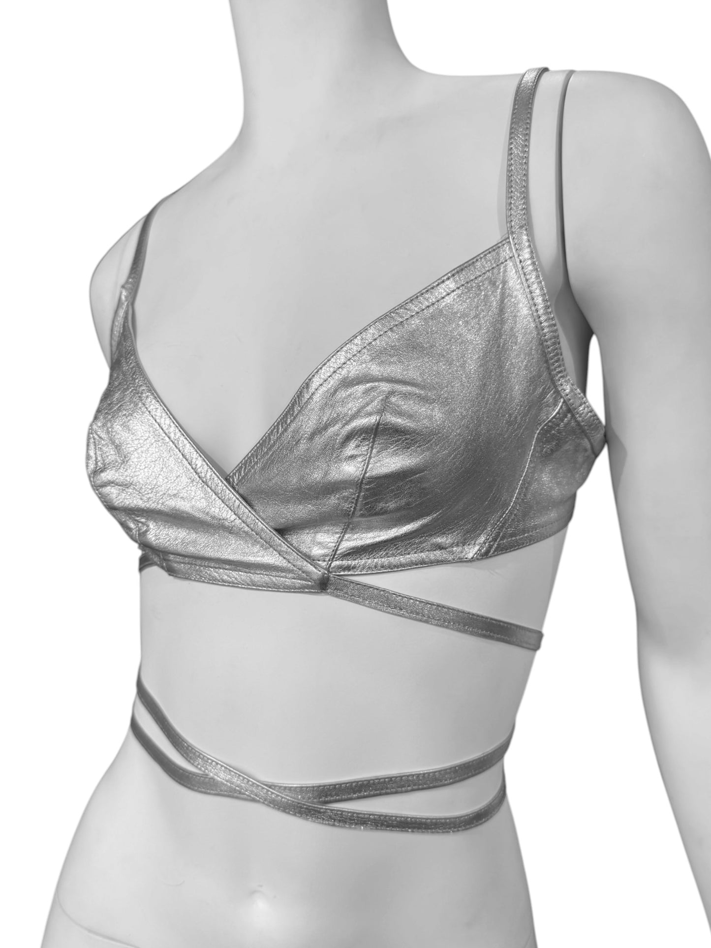 PLEIN SUD SS1995 SILVER LEATHER BRA
