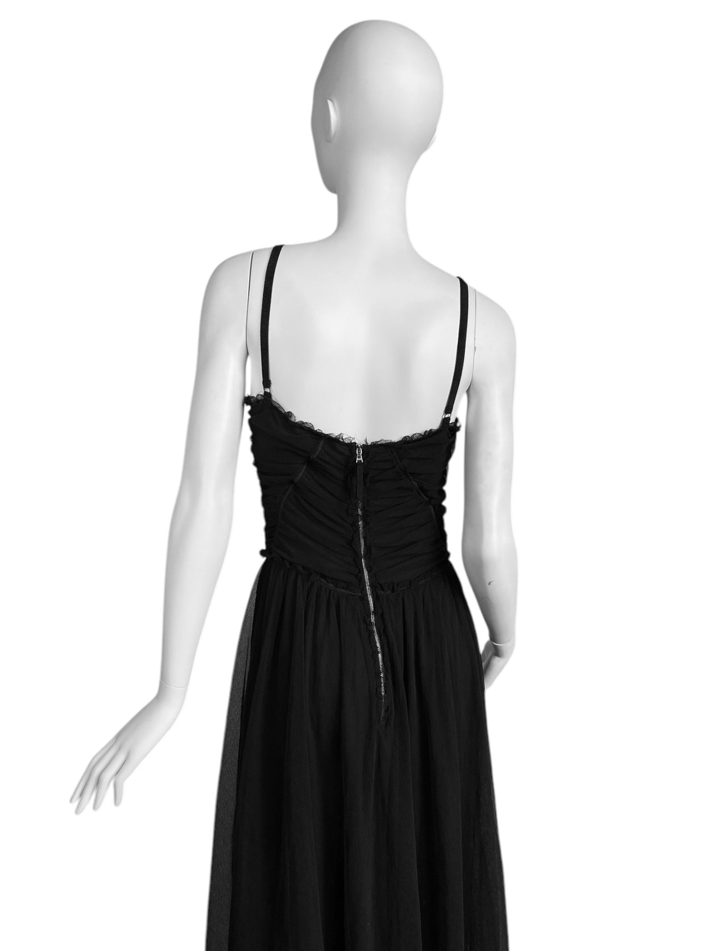 D&G 2000s BLACK TULLE MAXI DRESS