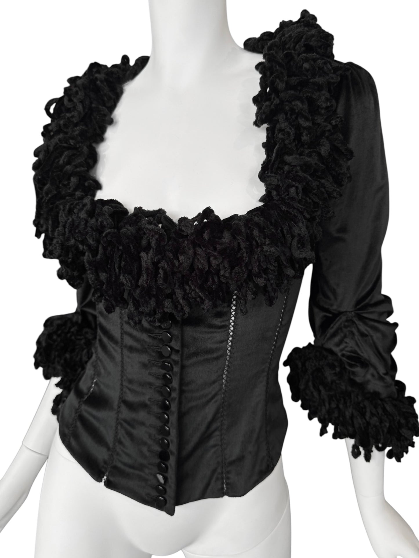 FAYÇAL AMOR FW1994 BLACK VELVET CORSET JACKET