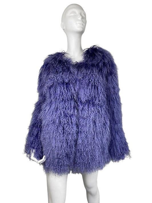 VART ORIGINAL 2000s PURPLE MONGOLIAN LAMB FUR COAT