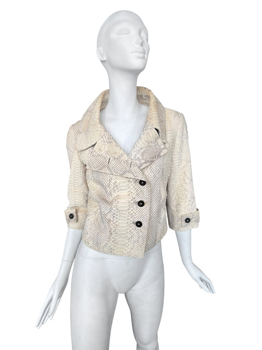 JITROIS 2000s CREAM PYTHON LEATHER JACKET