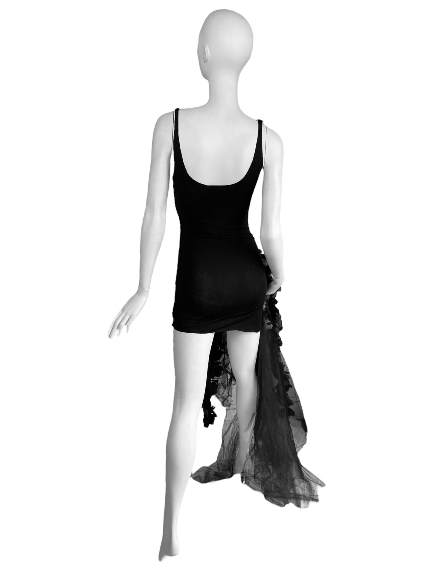 LE CUIR PERDU 2010s BLACK ASYMMETRICAL TULLE DRESS