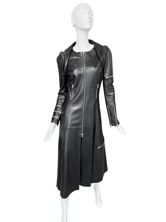 JITROIS 2000s BLACK LEATHER MULTI-ZIP COAT