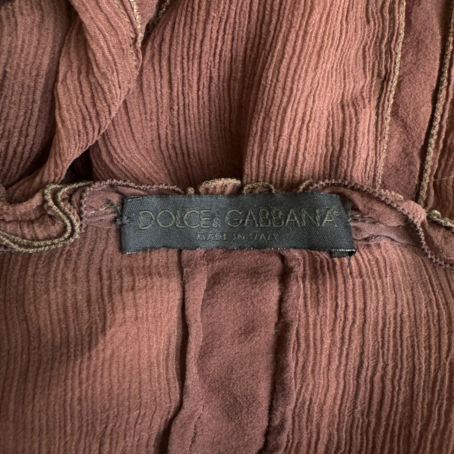 DOLCE & GABBANA 2000s BROWN SILK SHEER BLOUSE