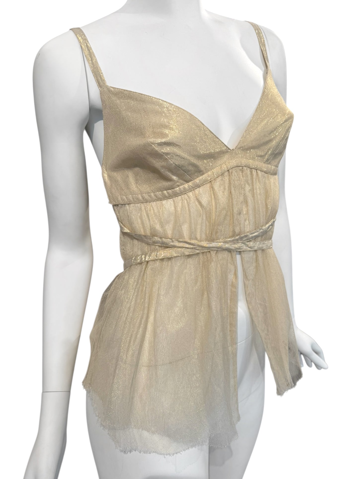 PLEIN SUD 2000s GOLDEN TULLE CAMI TOP