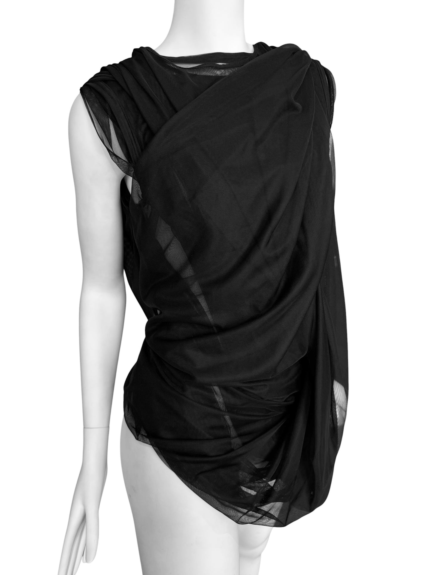 JUNYA WATANABE 2020s BLACK LAYERED DRAPED TANK TOP