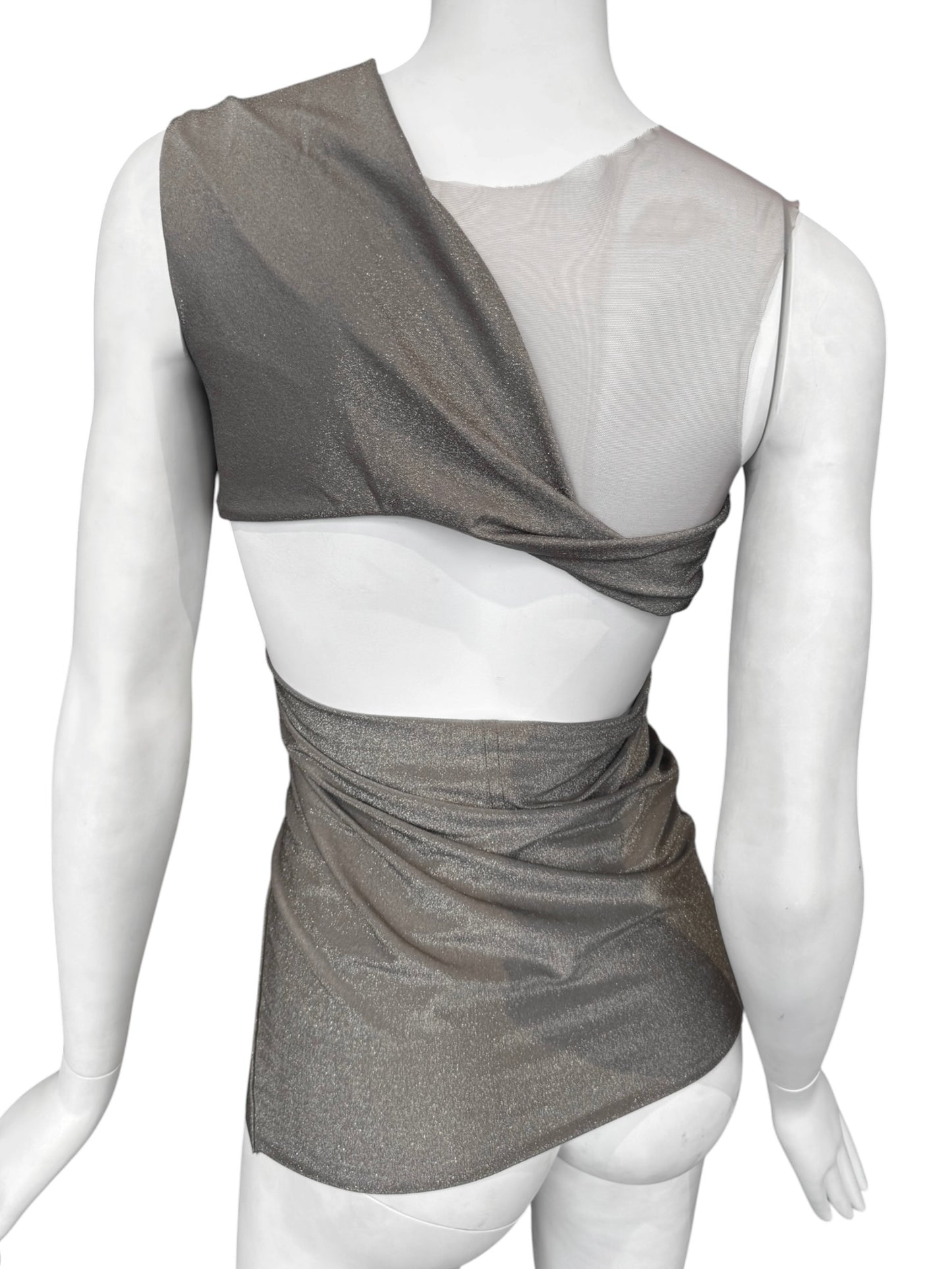 RICK OWENS LILIES 2020s GREY CUT OUT ASYMMETRICAL TANK TOP