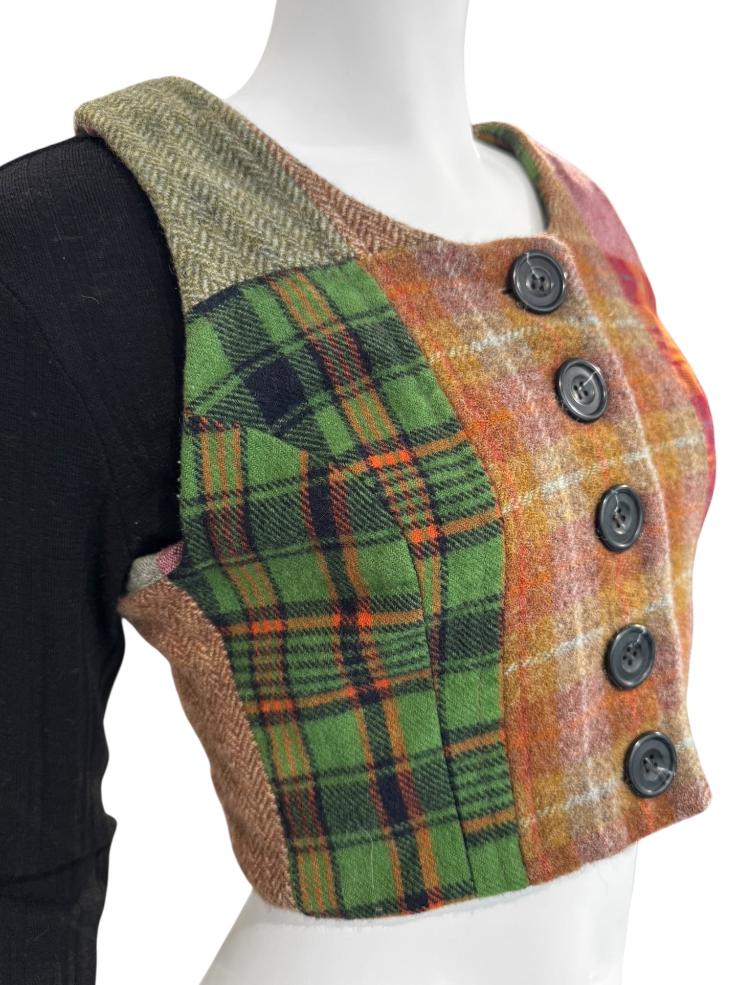 D&G 1990s COLORFUL TARTAN CROP CARDIGAN