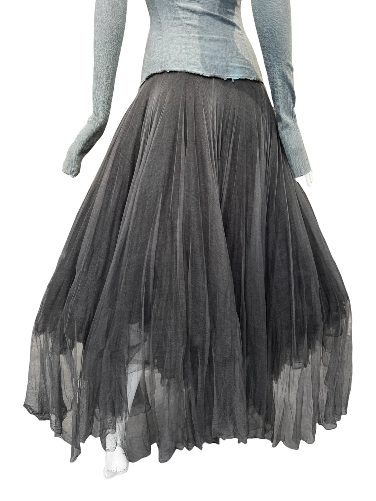 MARC LE BIHAN 2020s GREY SILK BALLERINA MAXI DRESS