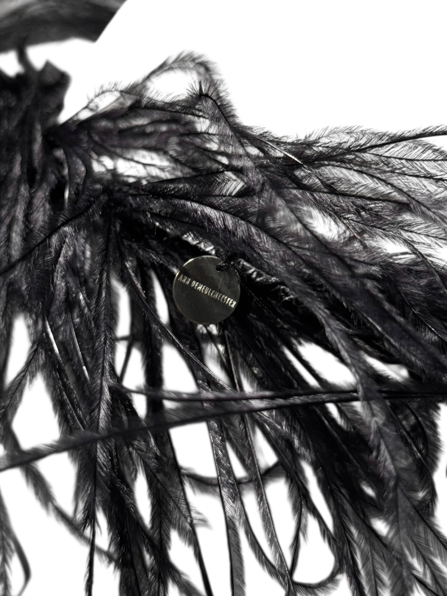ANN DEMEULEMEESTER SS2018 BY SÉBASTIEN MEUNIER BLACK OSTRICH FEATHERS HEADBAND