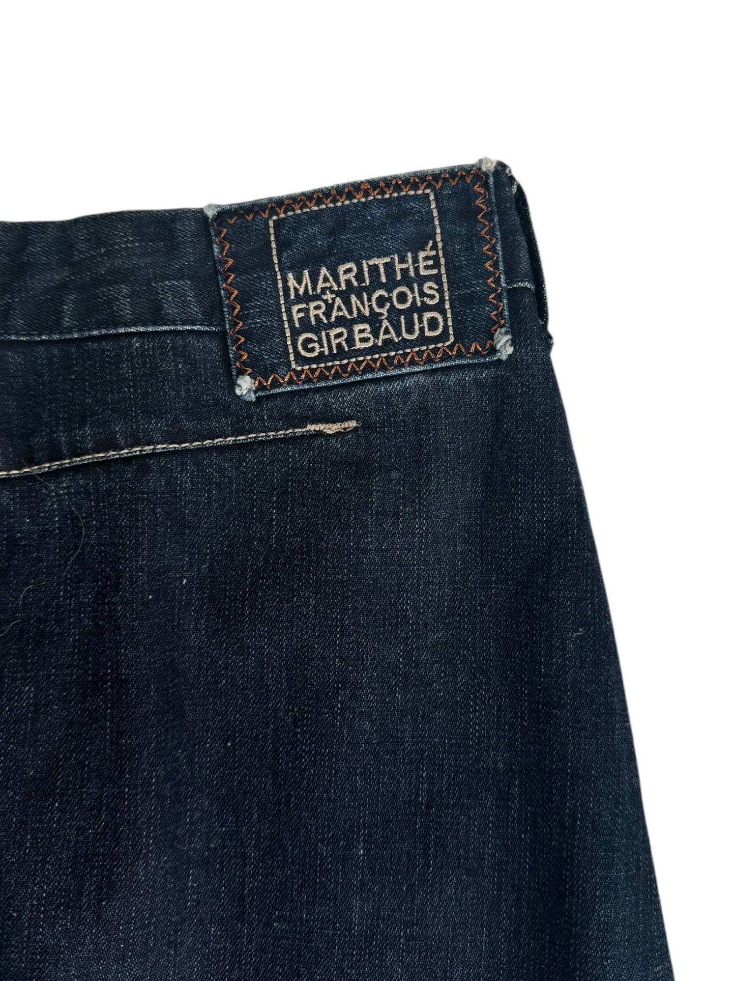 MARITHÉ FRANÇOIS GIRBAUD 2000s NAVY & CREAM BOOTCUT JEANS