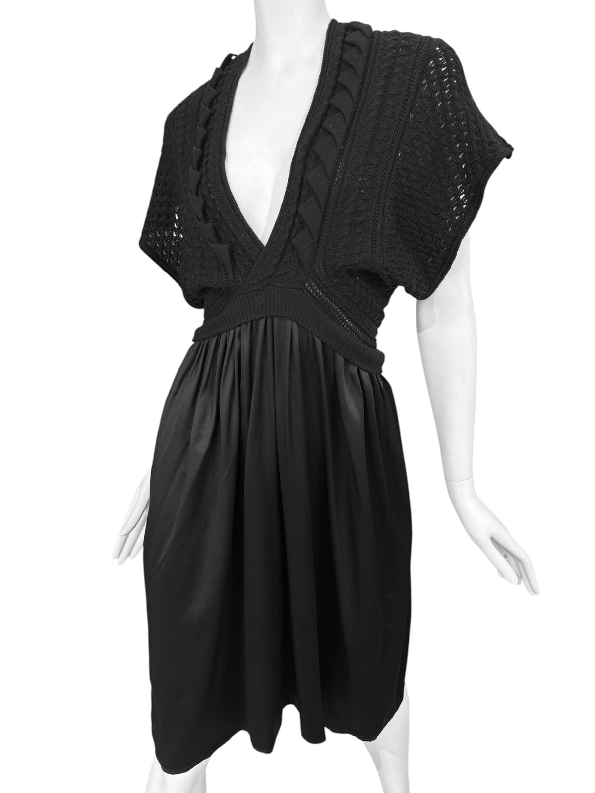 PLEIN SUD JEANIUS 2000s BLACK SILK & WOOL MIDI DRESS