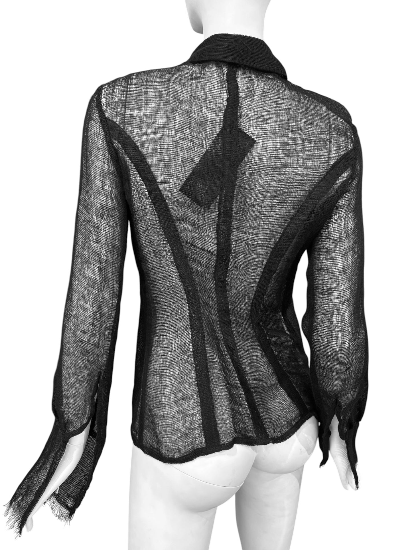 FAYÇAL AMOR SS1993 BLACK RAW JUTE SHIRT