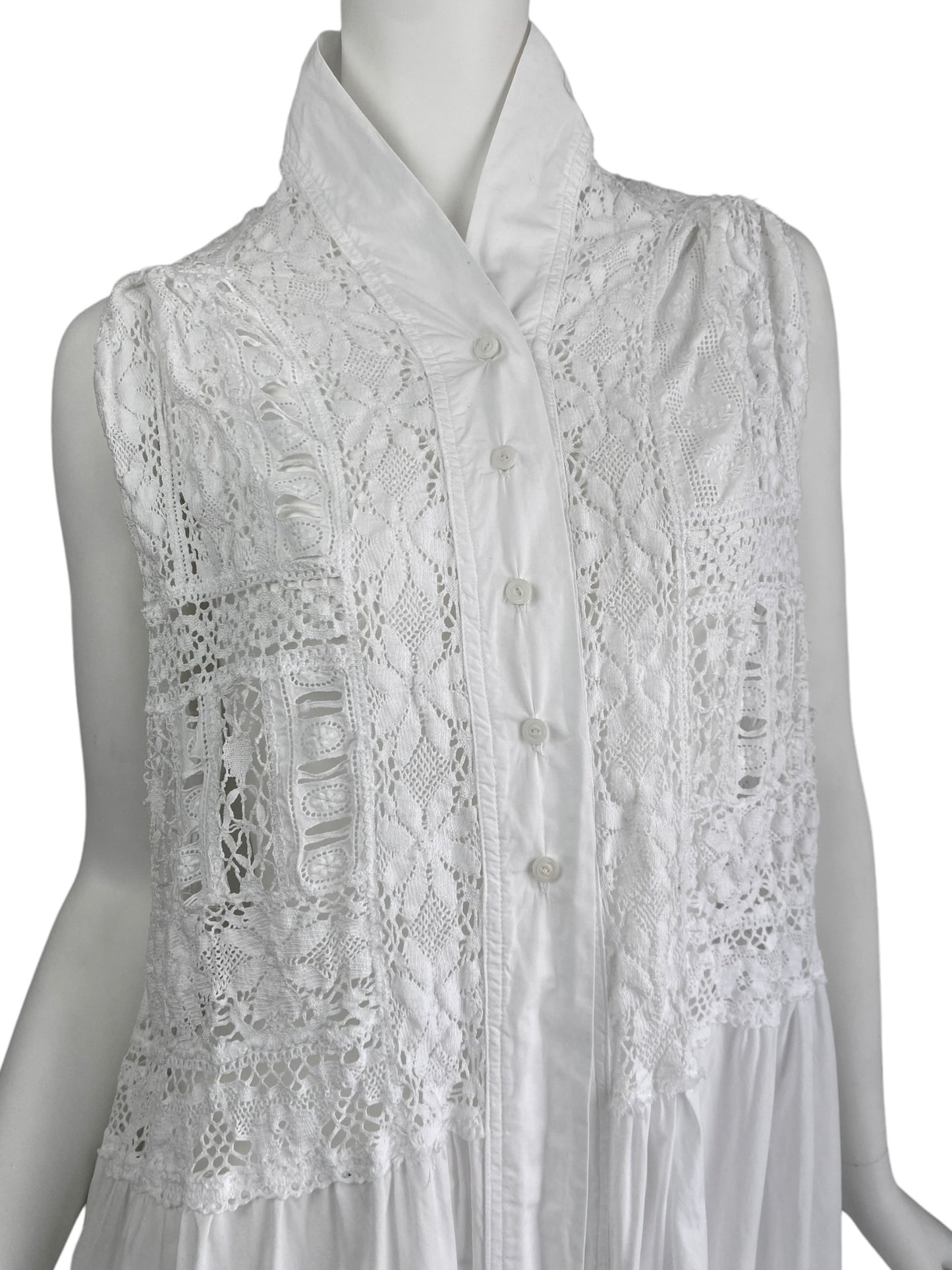 MARC LE BIHAN 2000s WHITE LACE MAXI COAT/DRESS