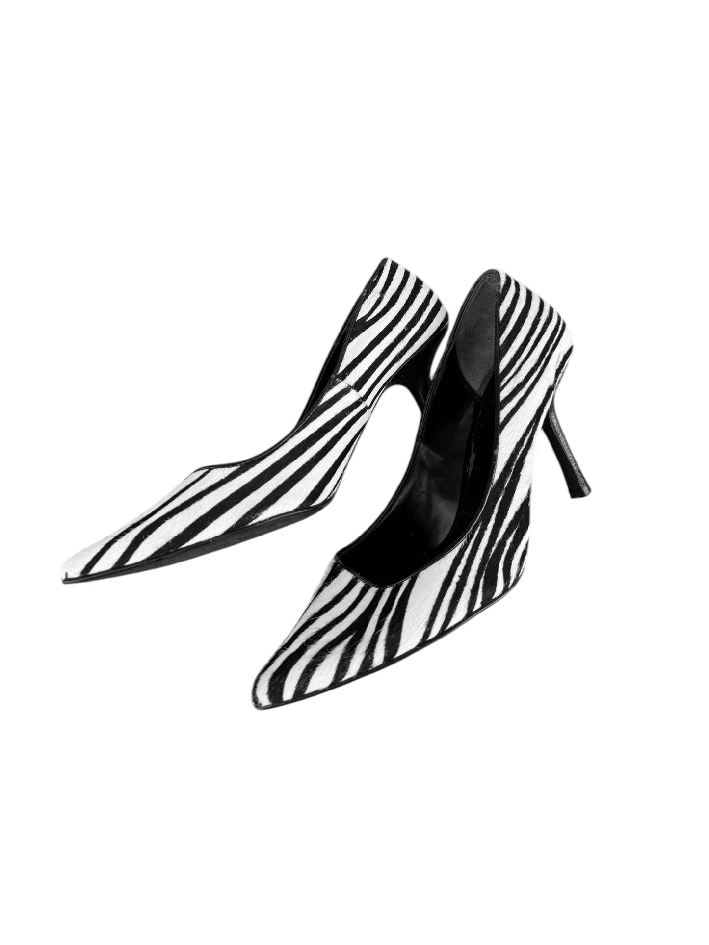 ALDO 2000s BLACK & WHITE HAIRY LEATHER ZEBRA HEELS