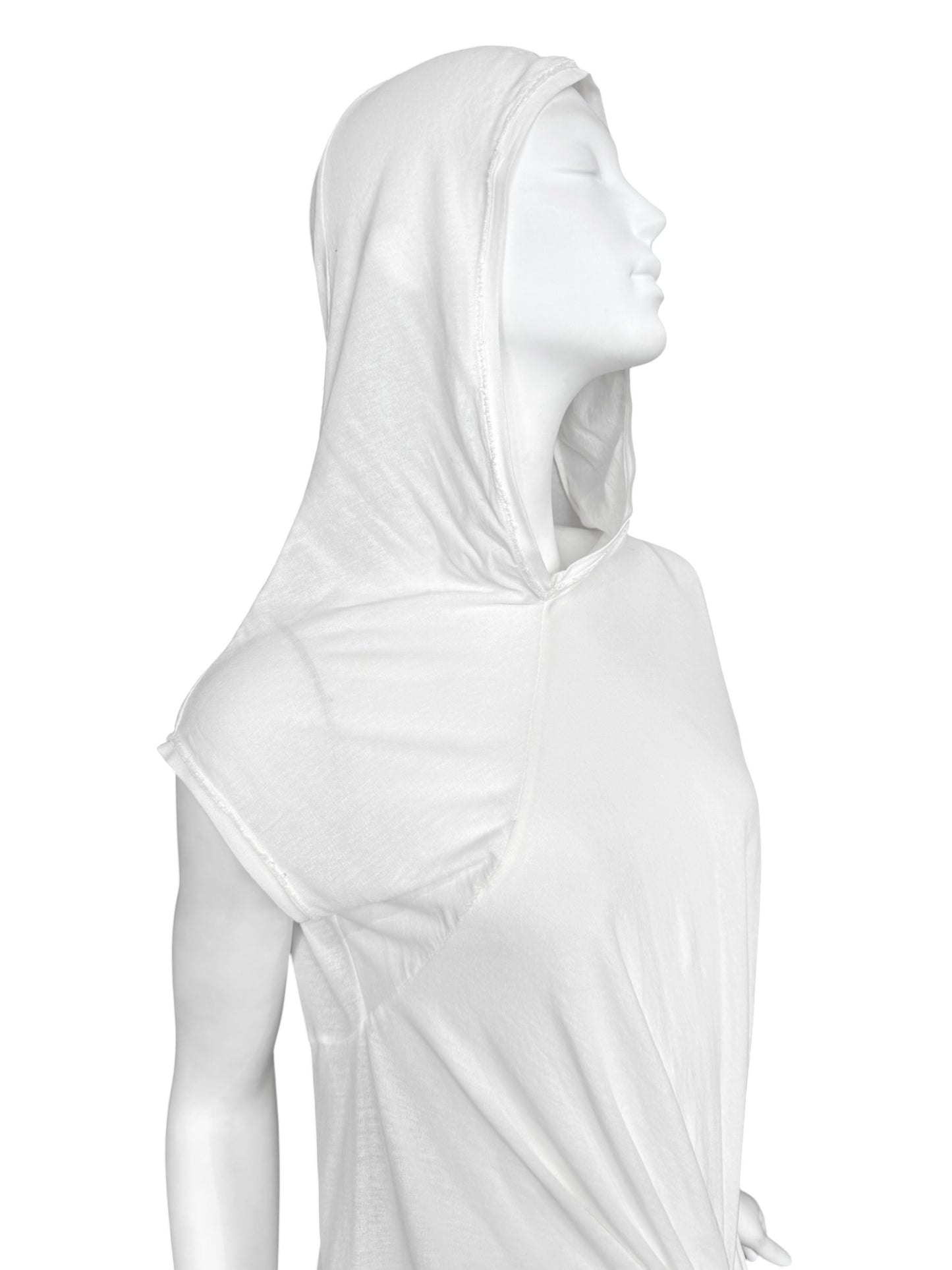 MARC LE BIHAN 2020s WHITE DRAPED HOODED TOP