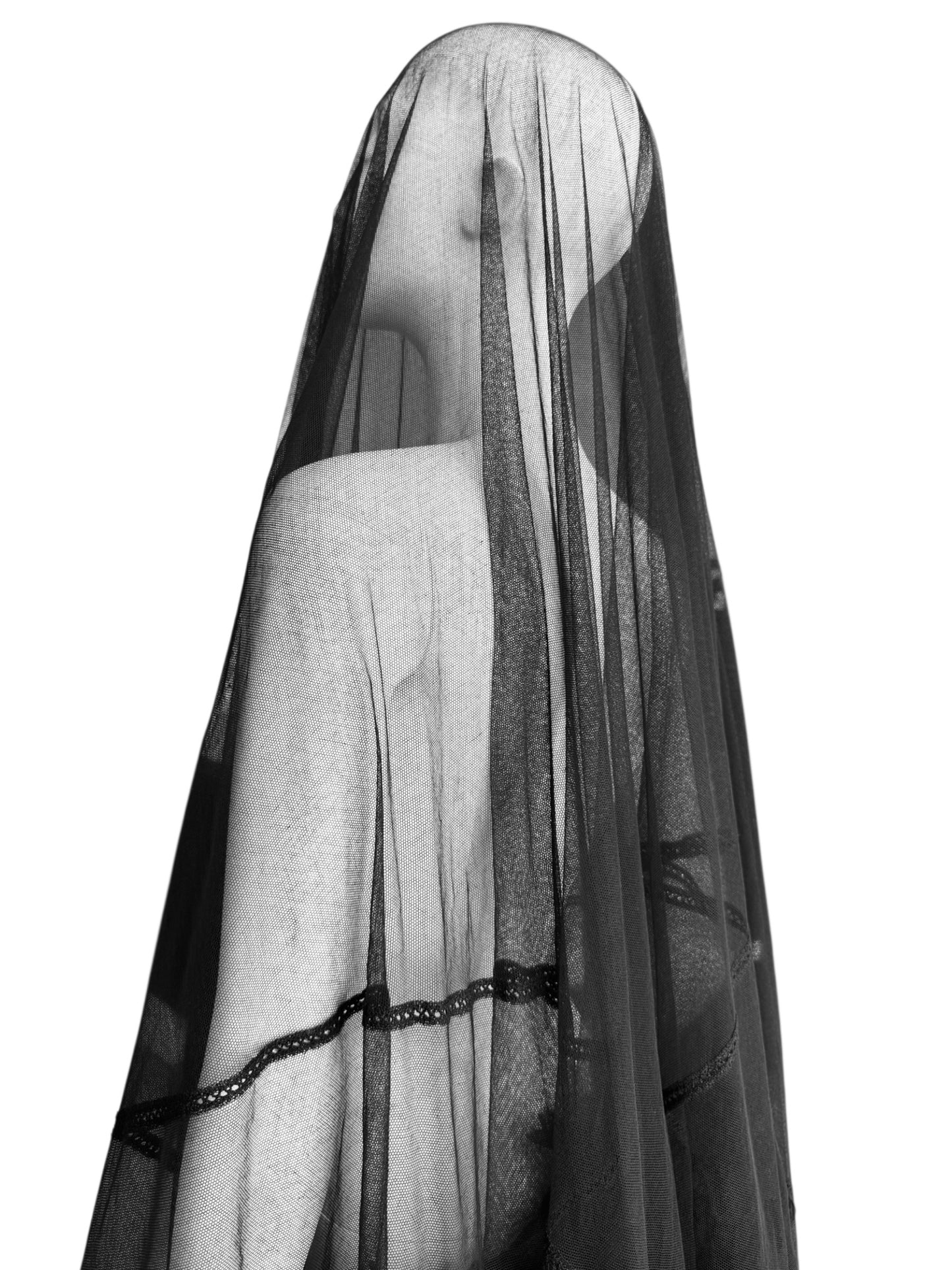 FAYÇAL AMOR FW1994 BLACK TULLE RUFFLES XXL SHAWL