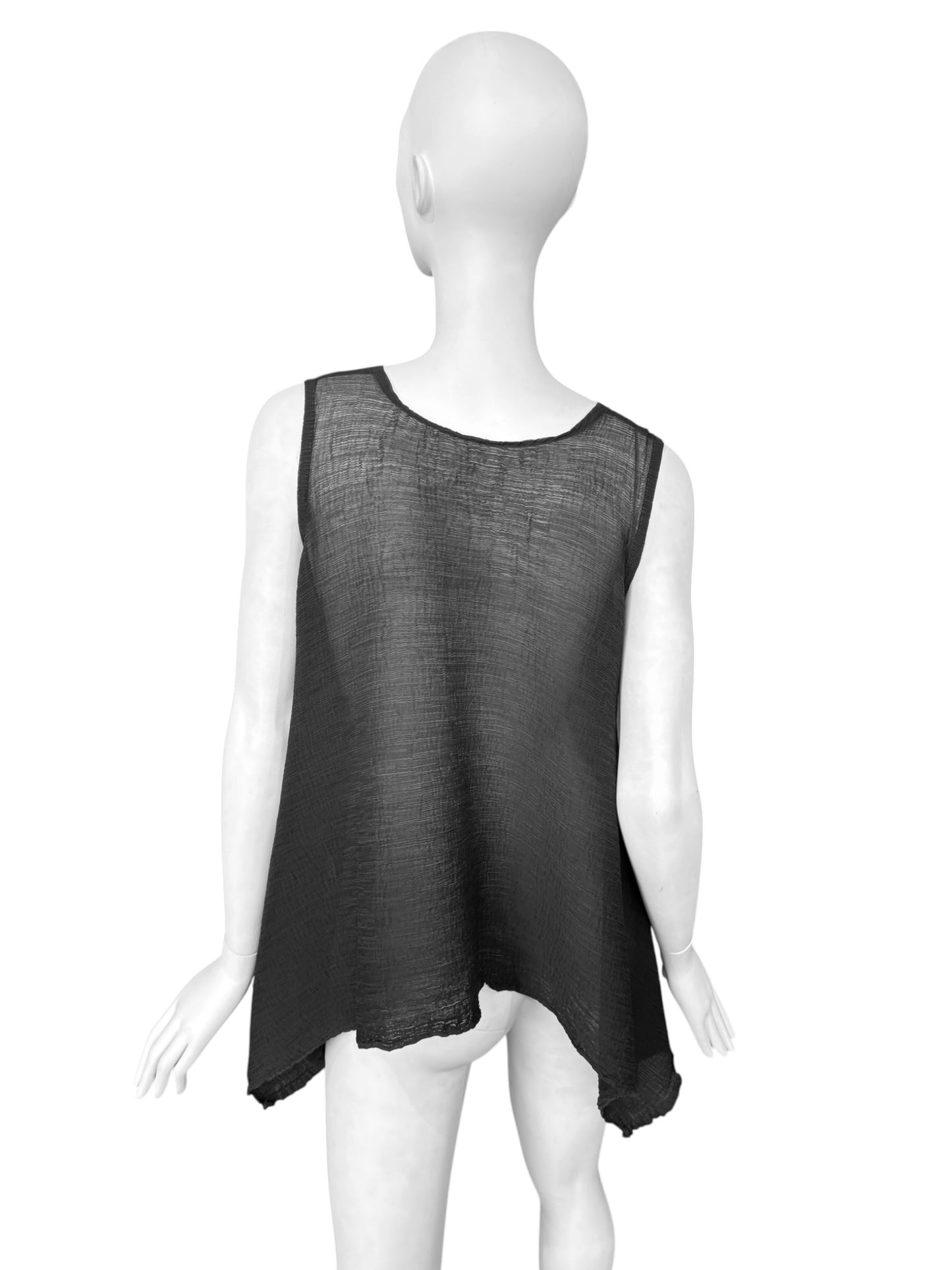 CAULIFLOWER ISSEY MIYAKE 2010s BLACK PLEATED SHEER TANK TOP
