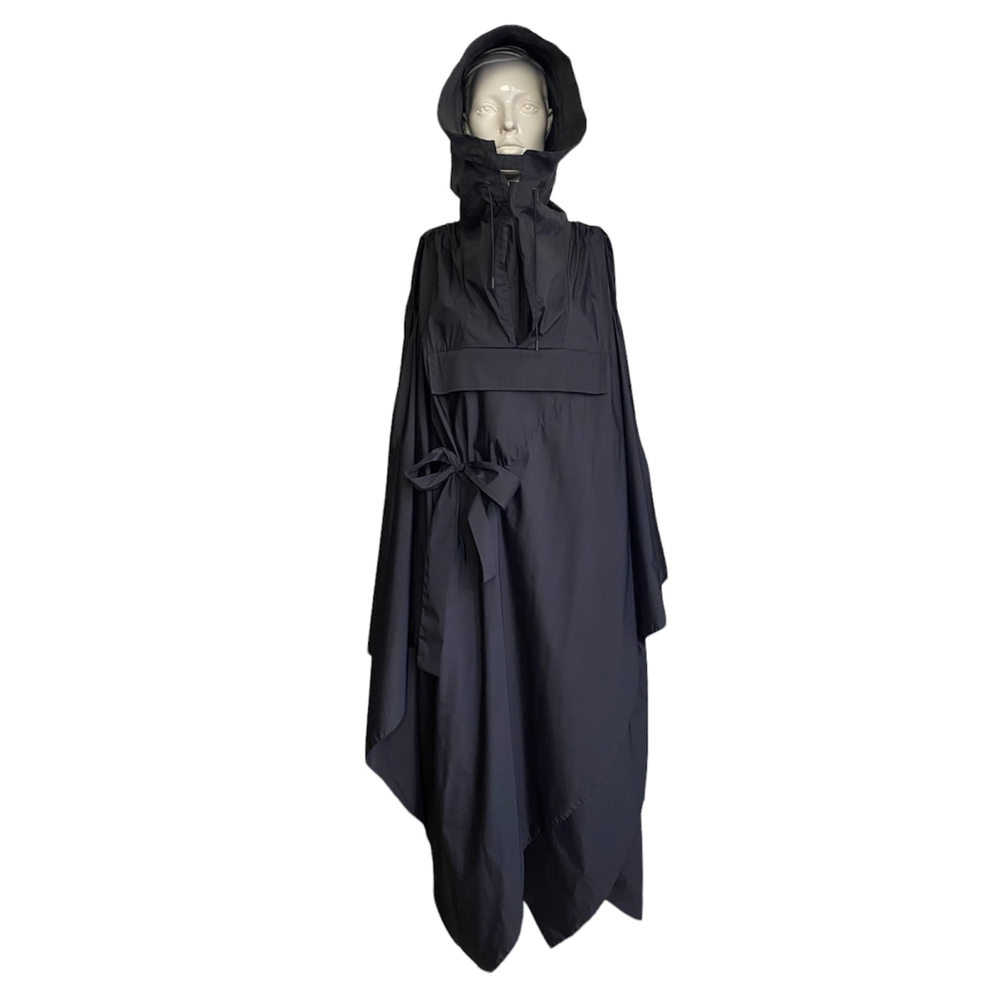 MAISON MARGIELA FW2018 BY GALLIANO BLACK NYLON HOODED COAT DRESS